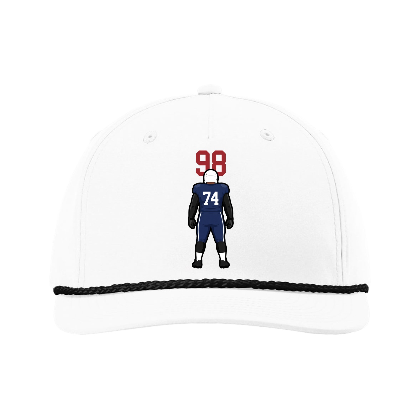 Five-Panel Classic Rope Cap — Number Top in White
