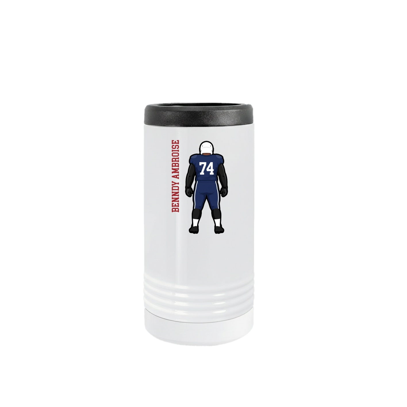 Slim Beverage Holder — Name Vertical in White