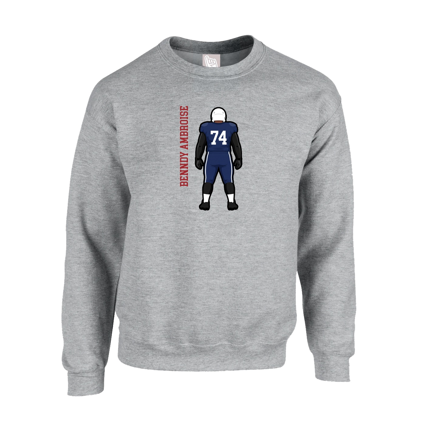 Fleece Crew — Name Vertical in Grey