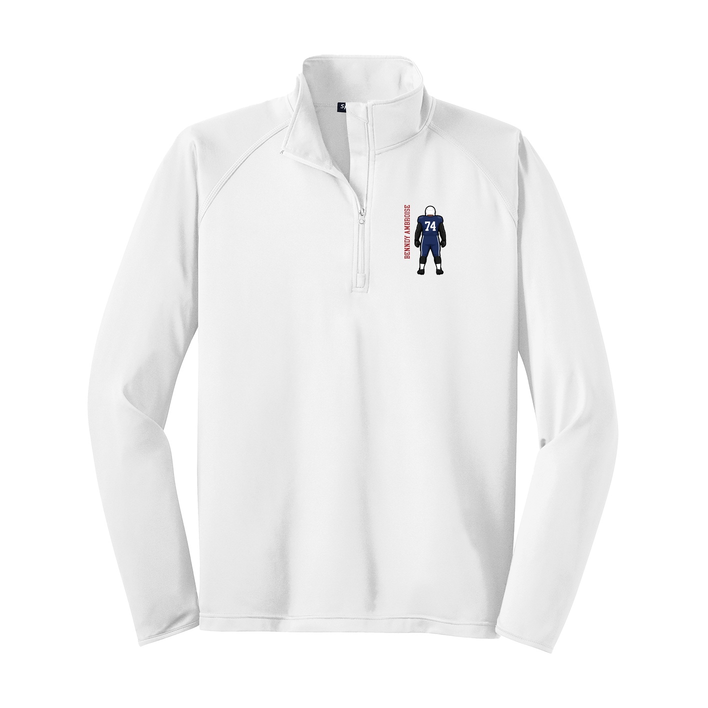 Q-Zip Pullover — Name Vertical in White