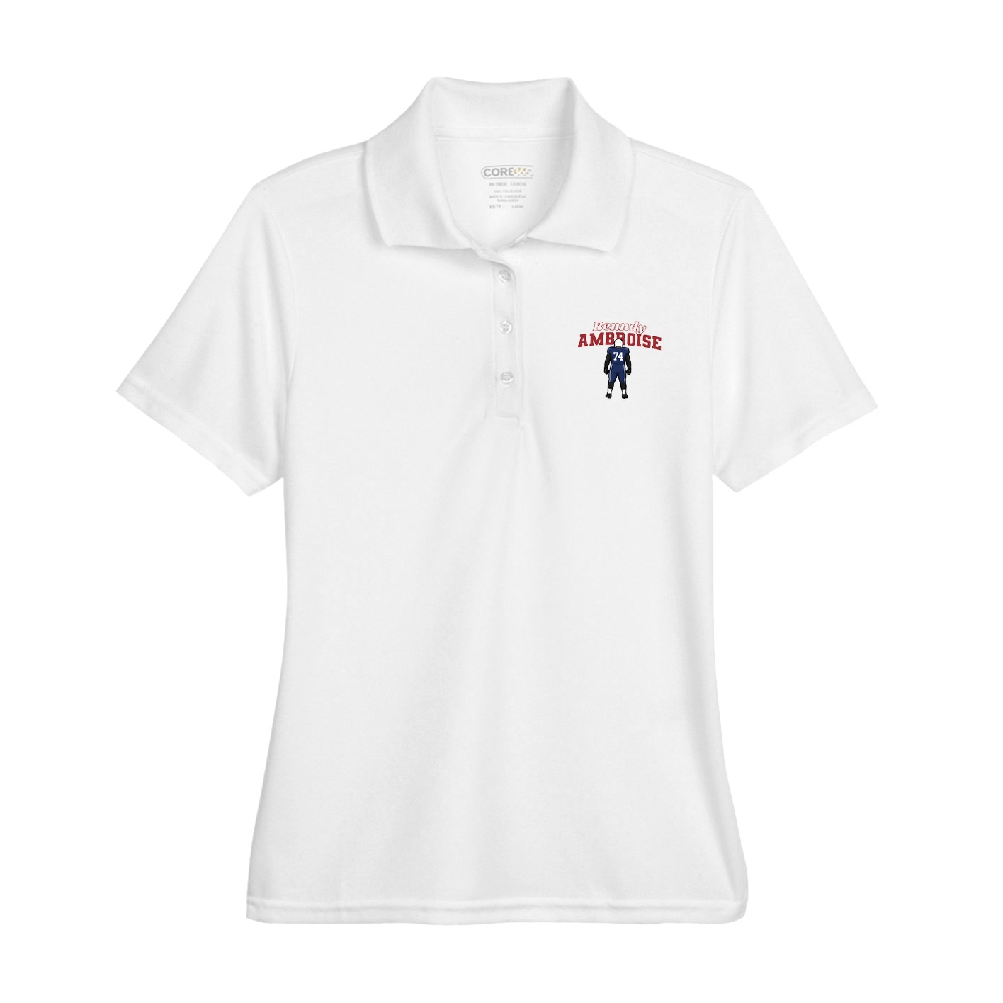 Womens Performance Polo — Name Arch in White