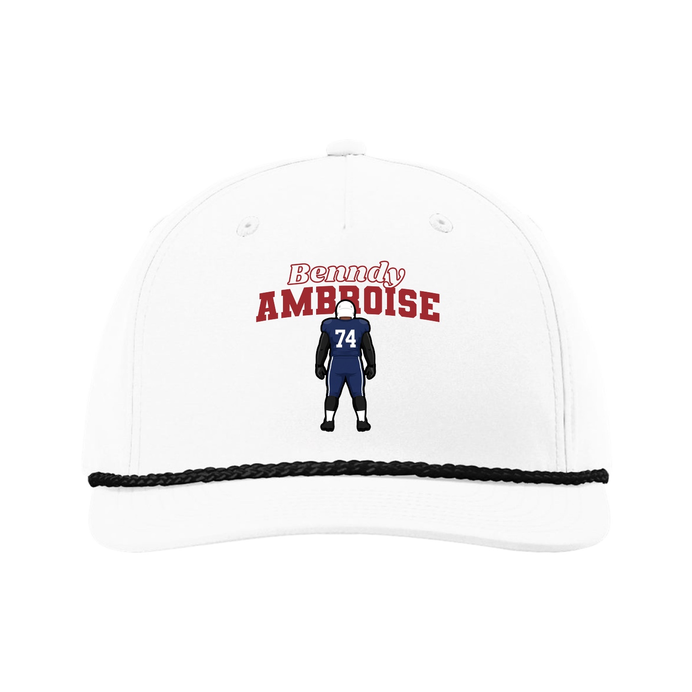 Five-Panel Classic Rope Cap — Name Arch in White