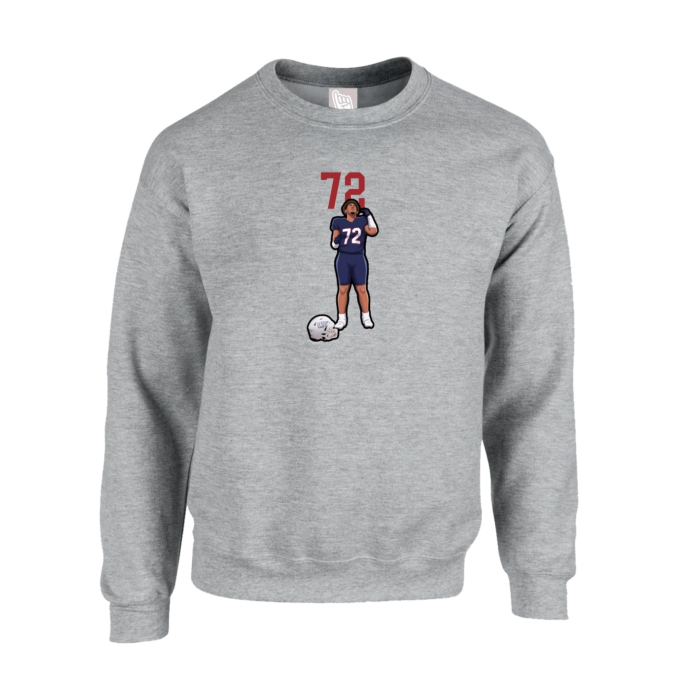 Fleece Crew — Number Top in Grey