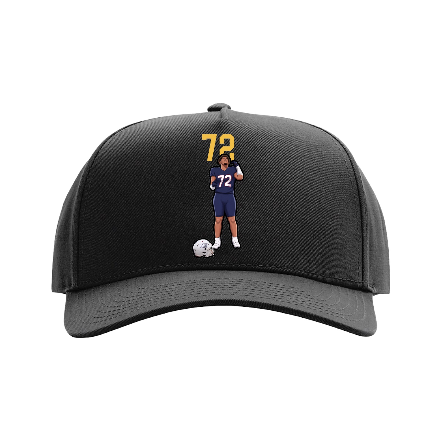 Full Fabric Five-Panel Champ Cap — Number Top in Black