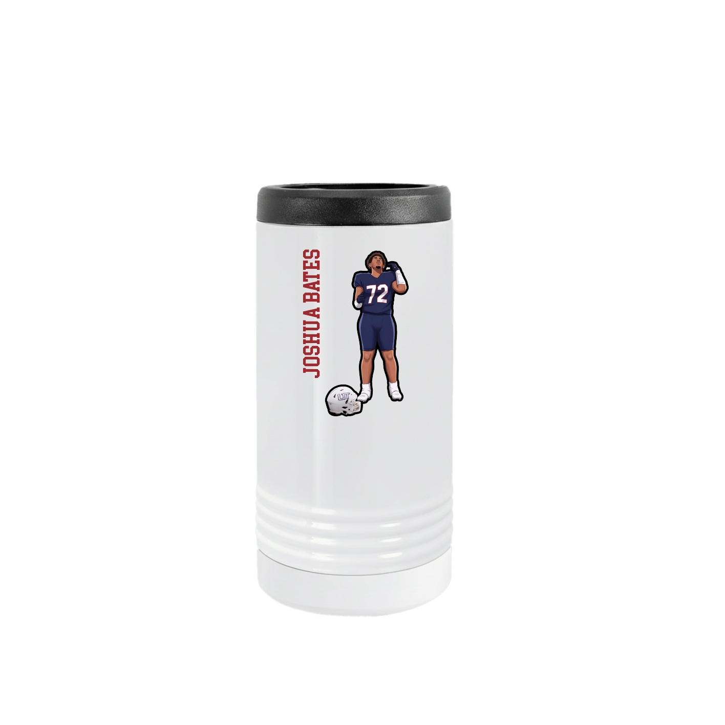 Slim Beverage Holder — Name Vertical in White