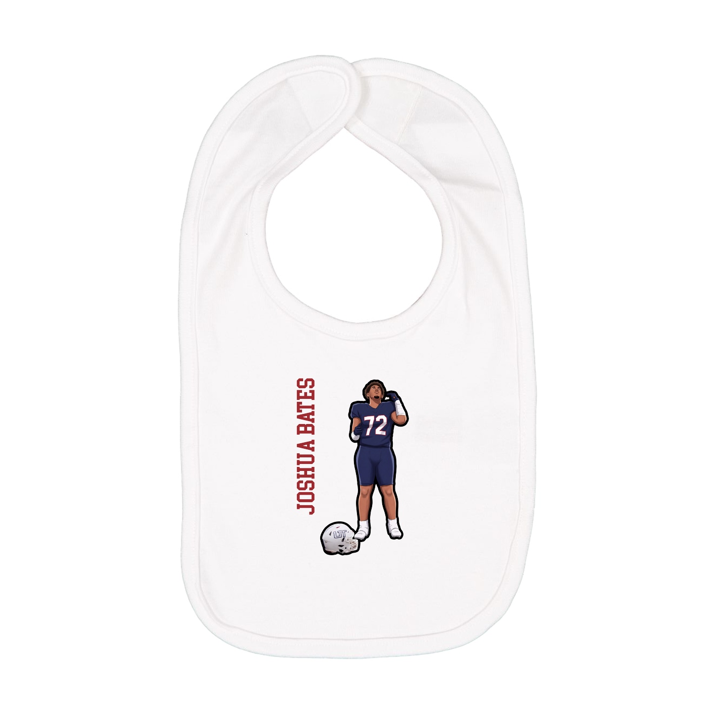 Infant Bib — Name Vertical in White