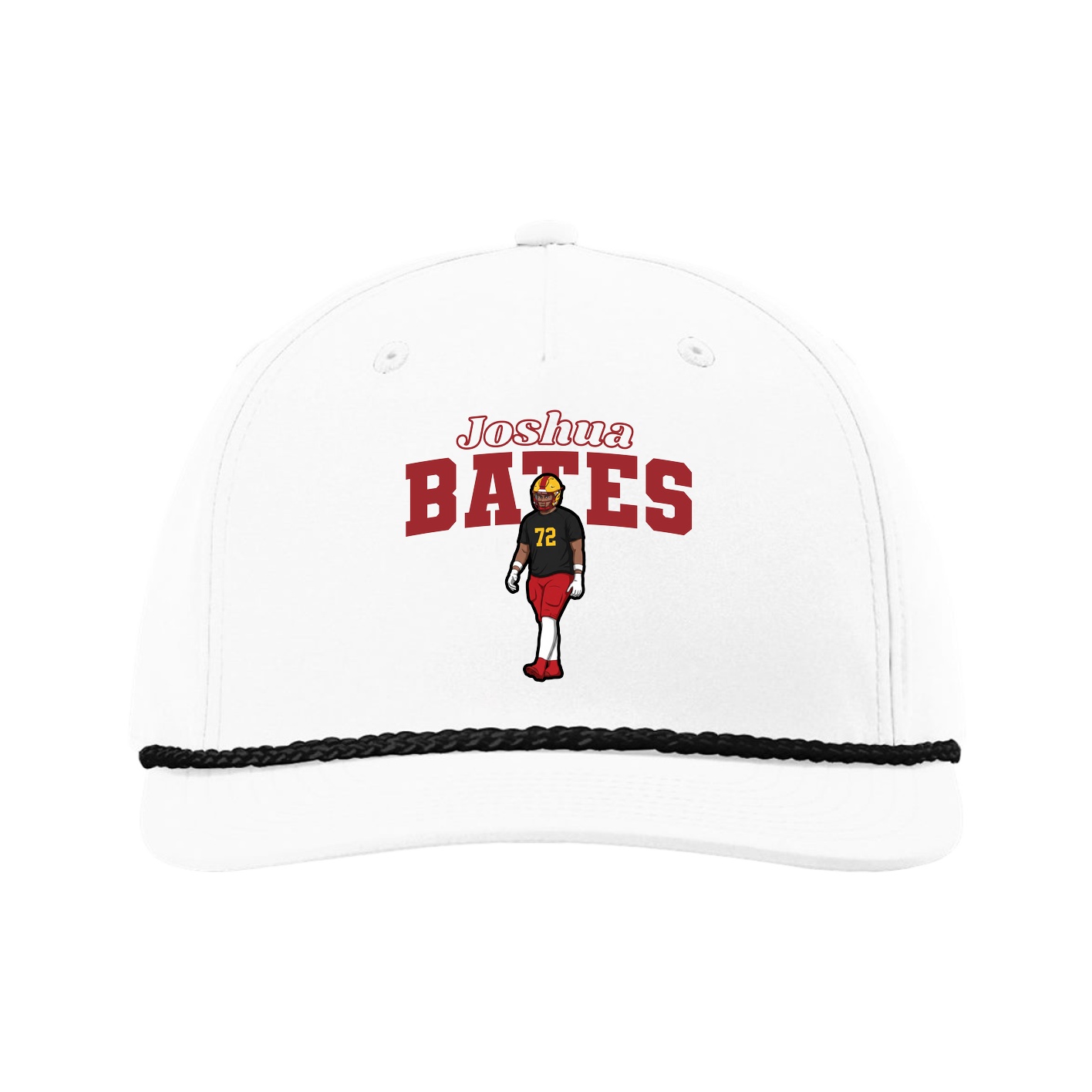 Five-Panel Classic Rope Cap — Name Arch in White