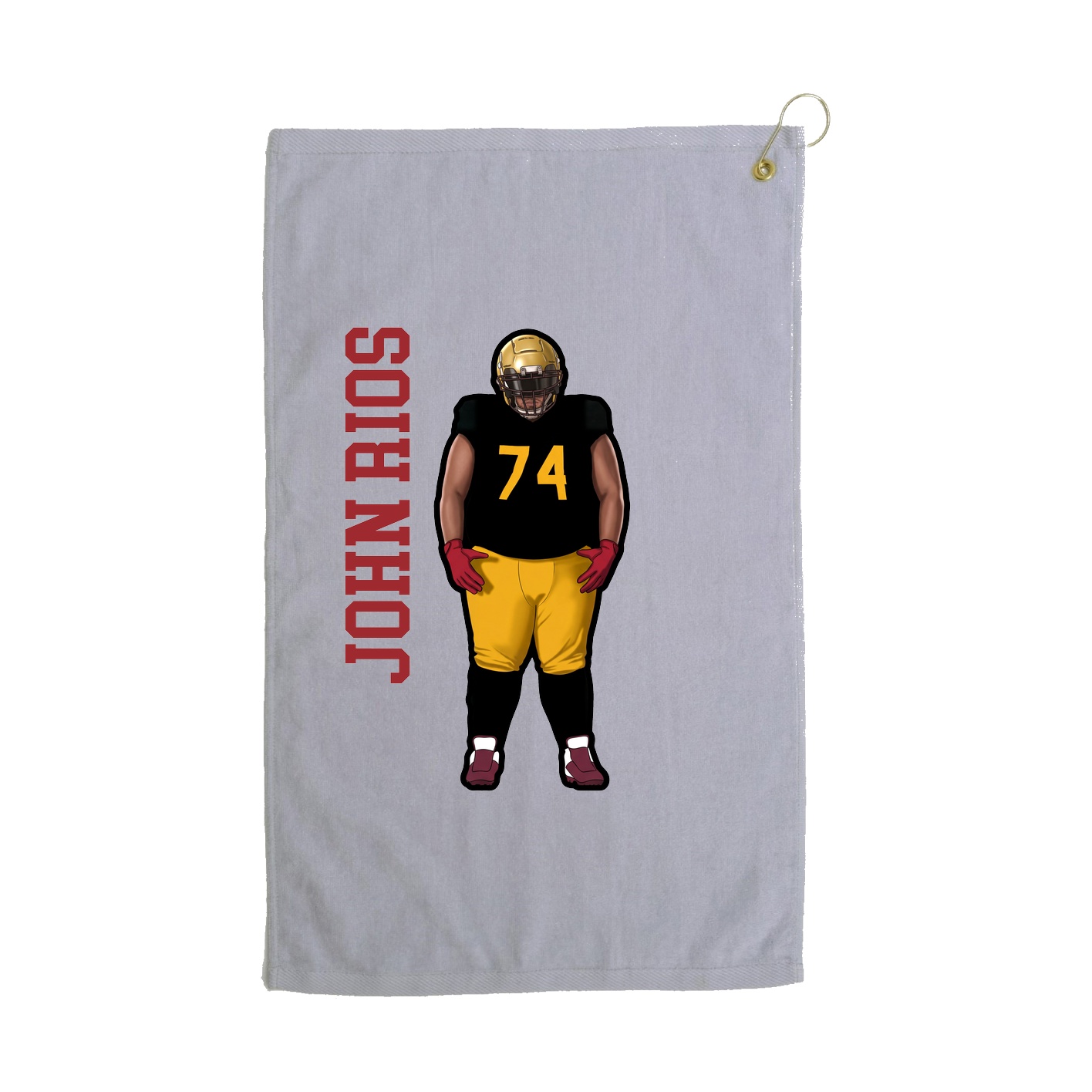 Golf Towel — Name Vertical in Grey