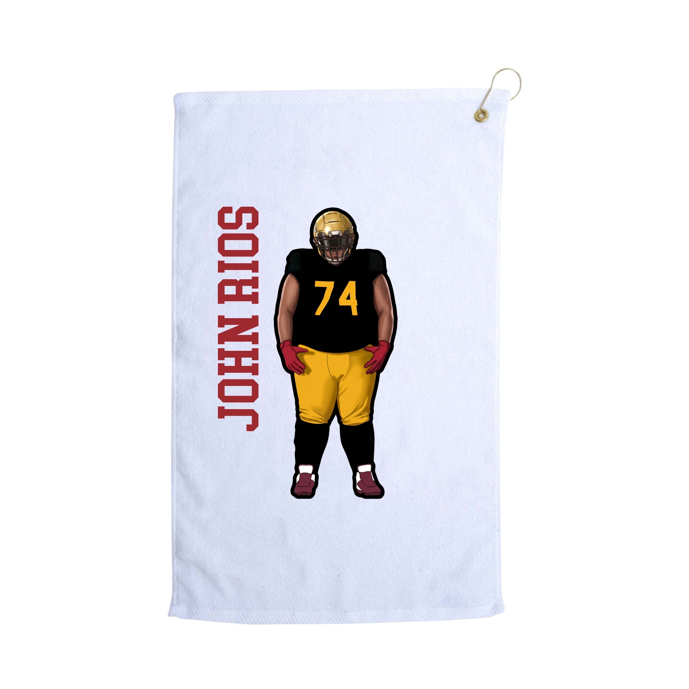 Golf Towel — Name Vertical in White
