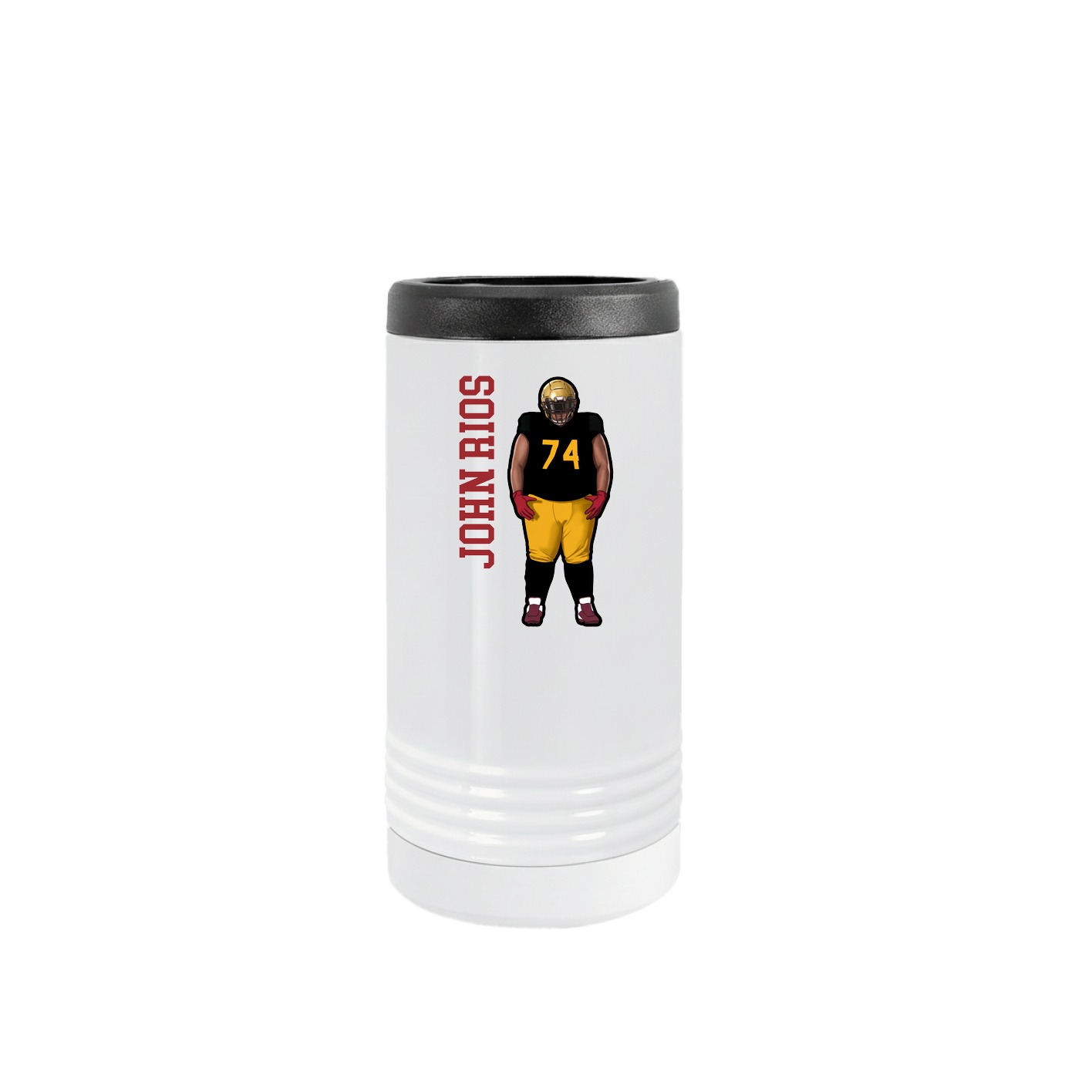 Slim Beverage Holder — Name Vertical in White
