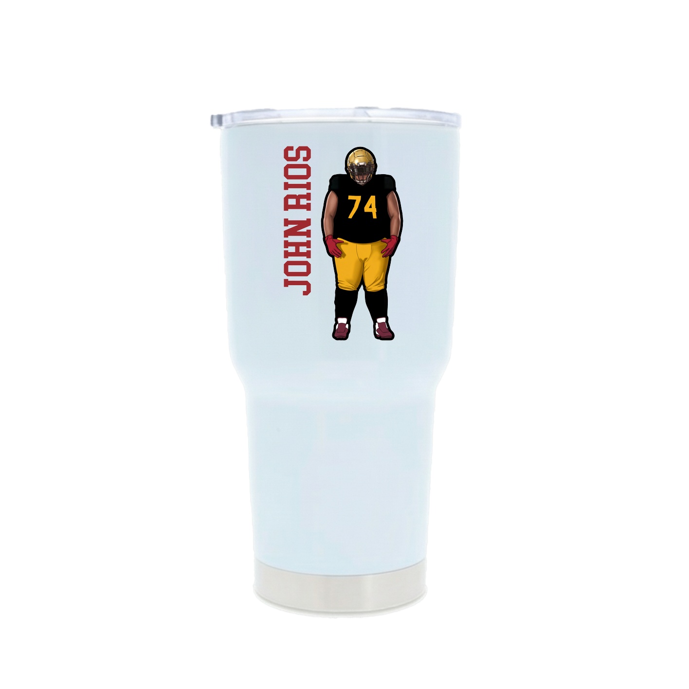30oz Stainless Steel Tumbler — Name Vertical in White