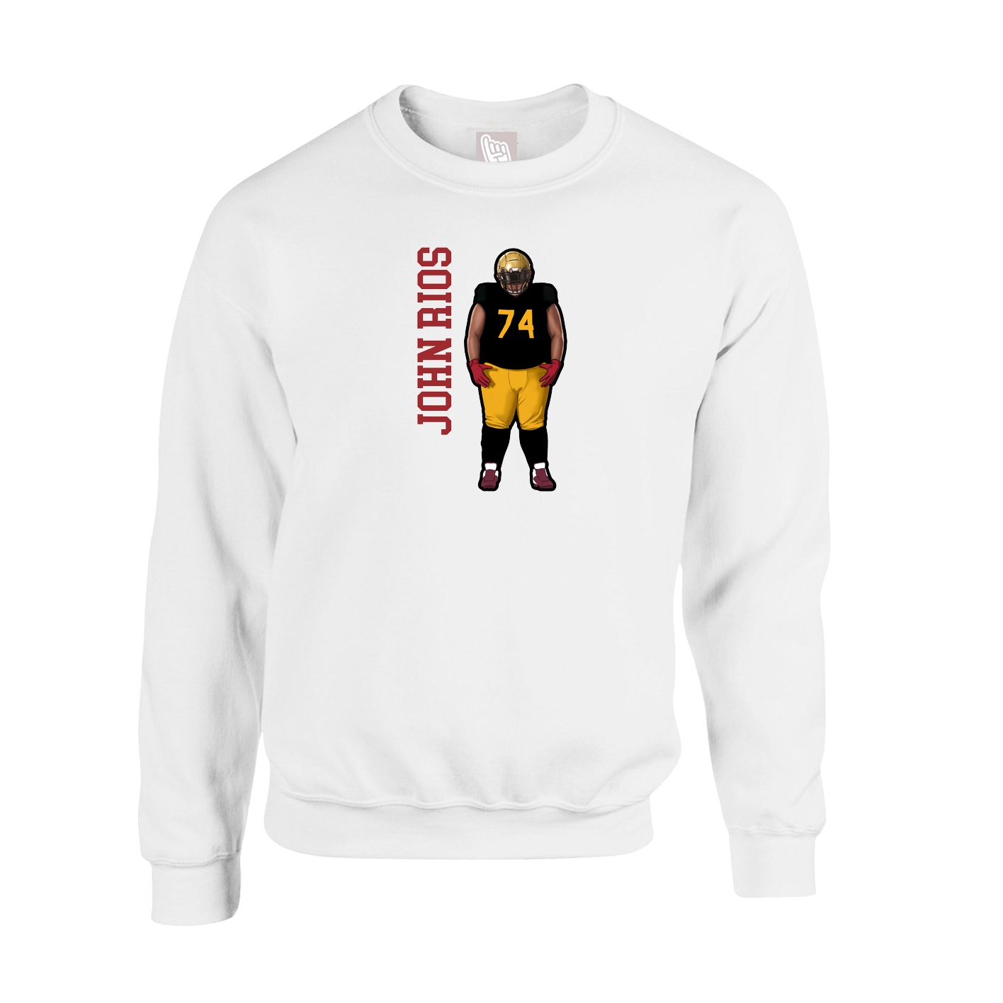 Fleece Crew — Name Vertical in White