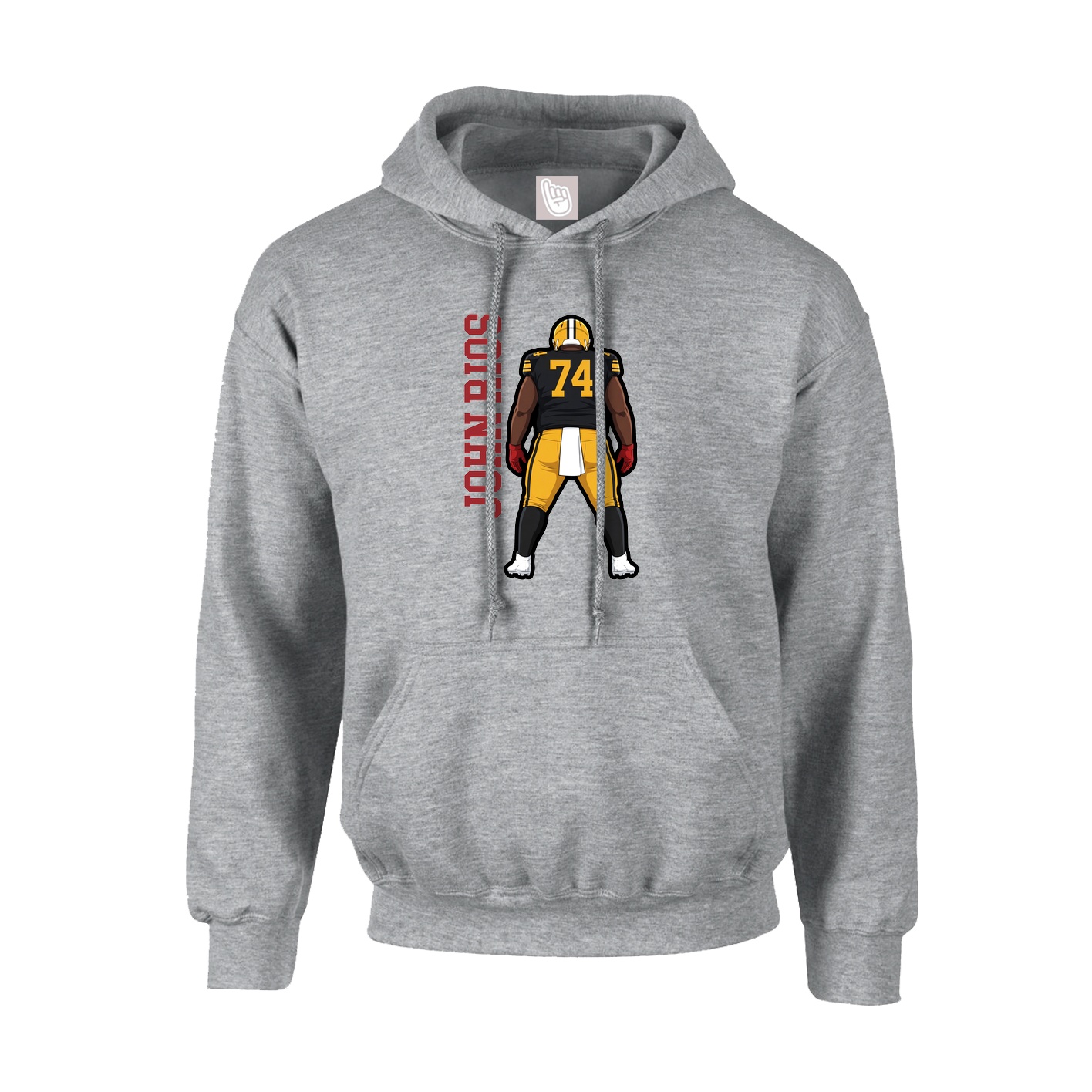 Hoodie — Name Vertical in Grey