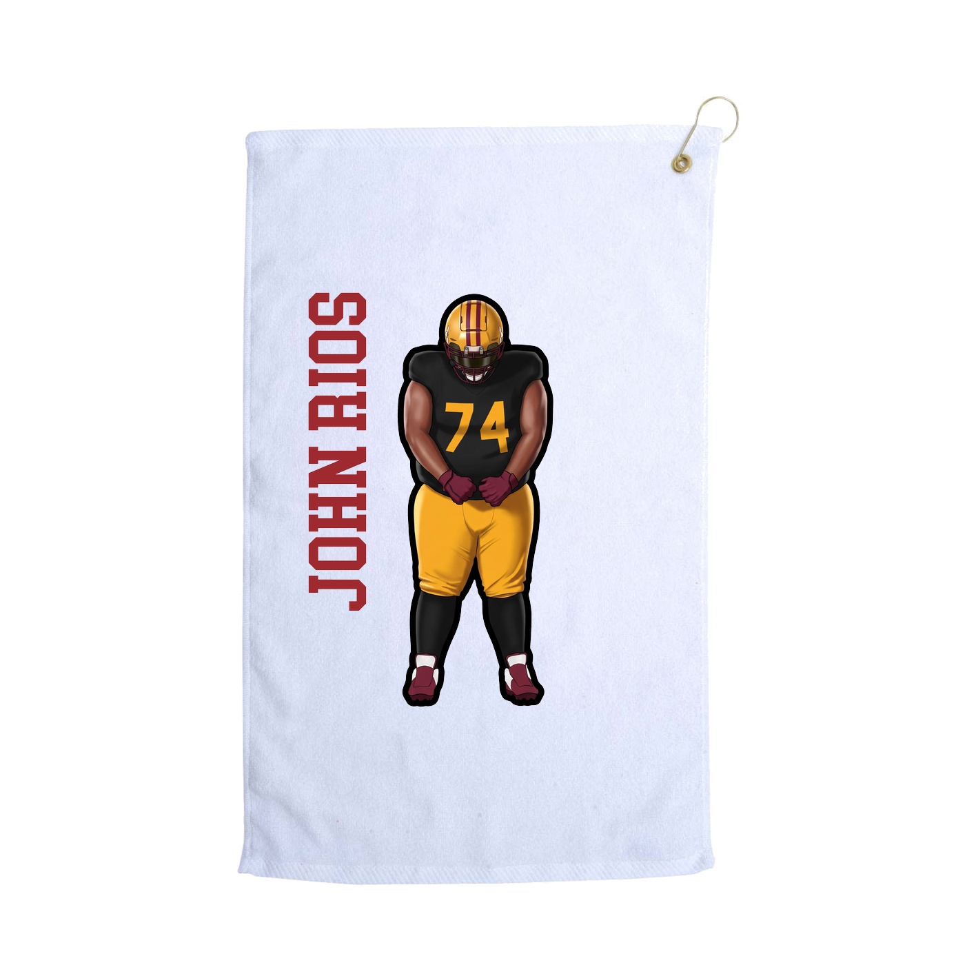 Golf Towel — Name Vertical in White