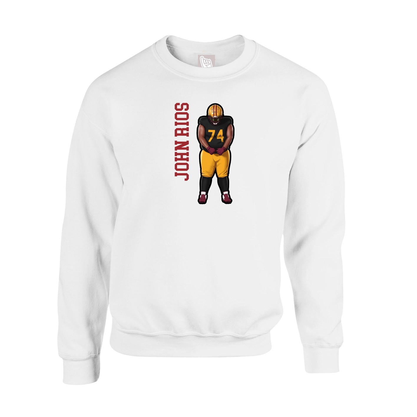 Fleece Crew — Name Vertical in White