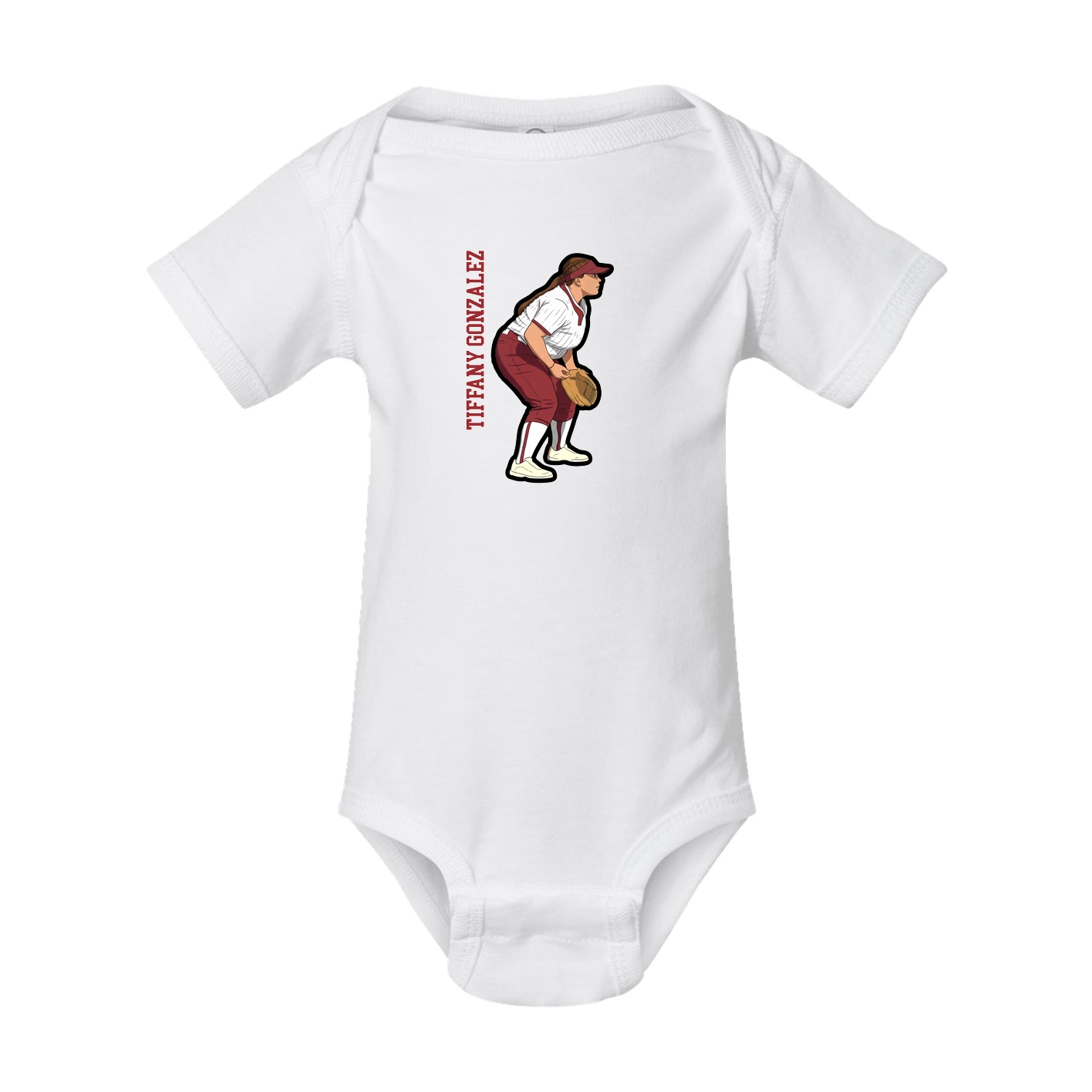 Baby Onesie — Name Vertical in White