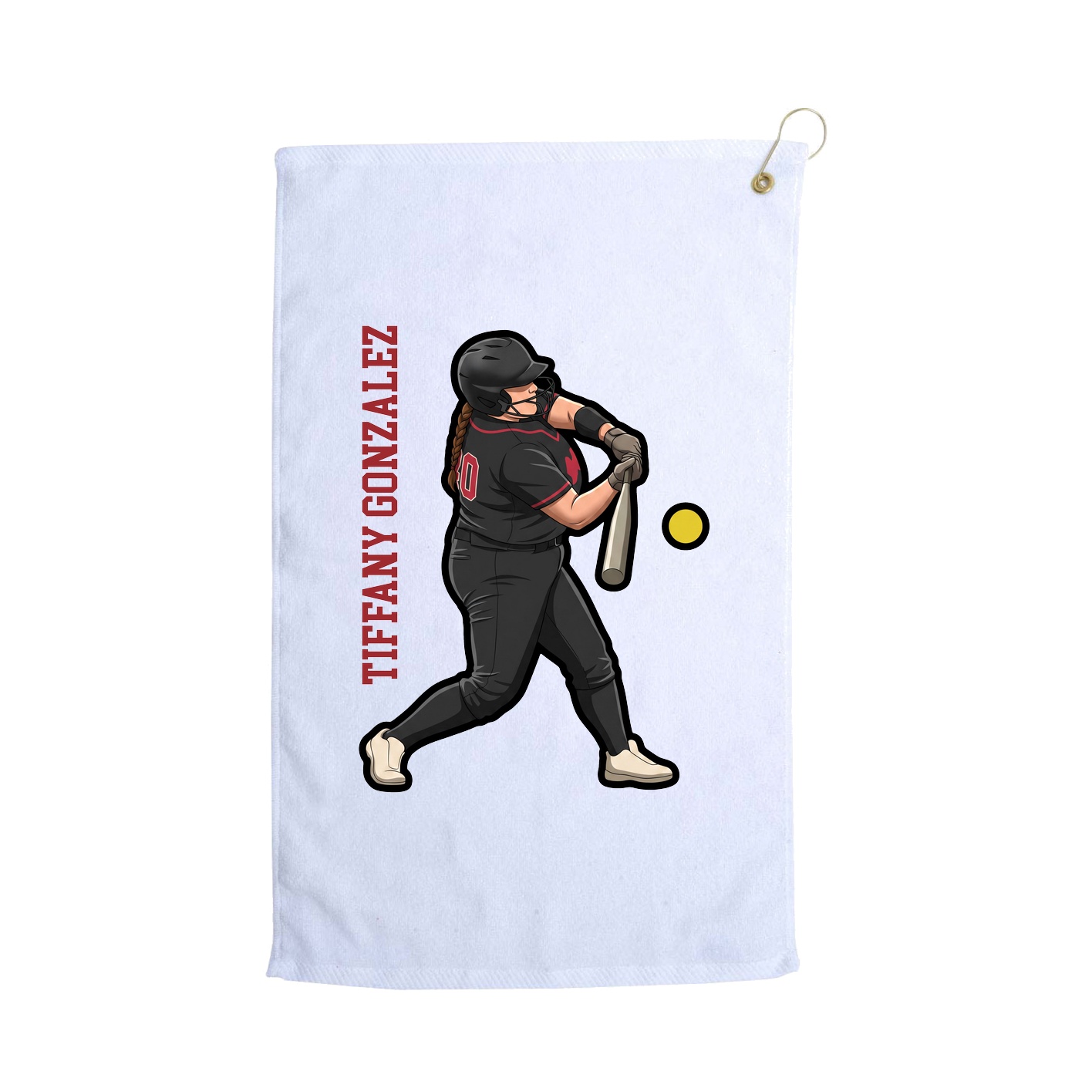 Golf Towel — Name Vertical in White