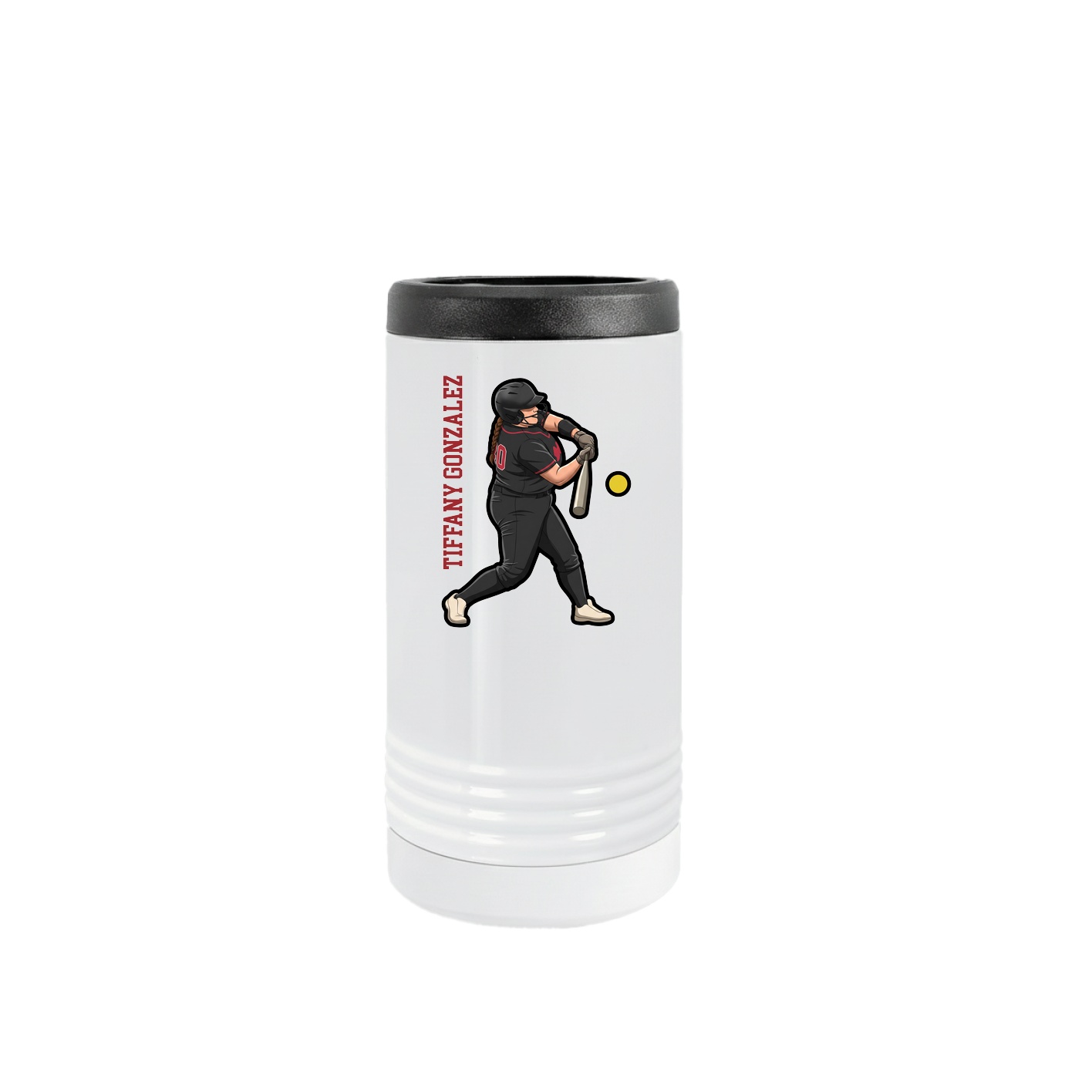 Slim Beverage Holder — Name Vertical in White