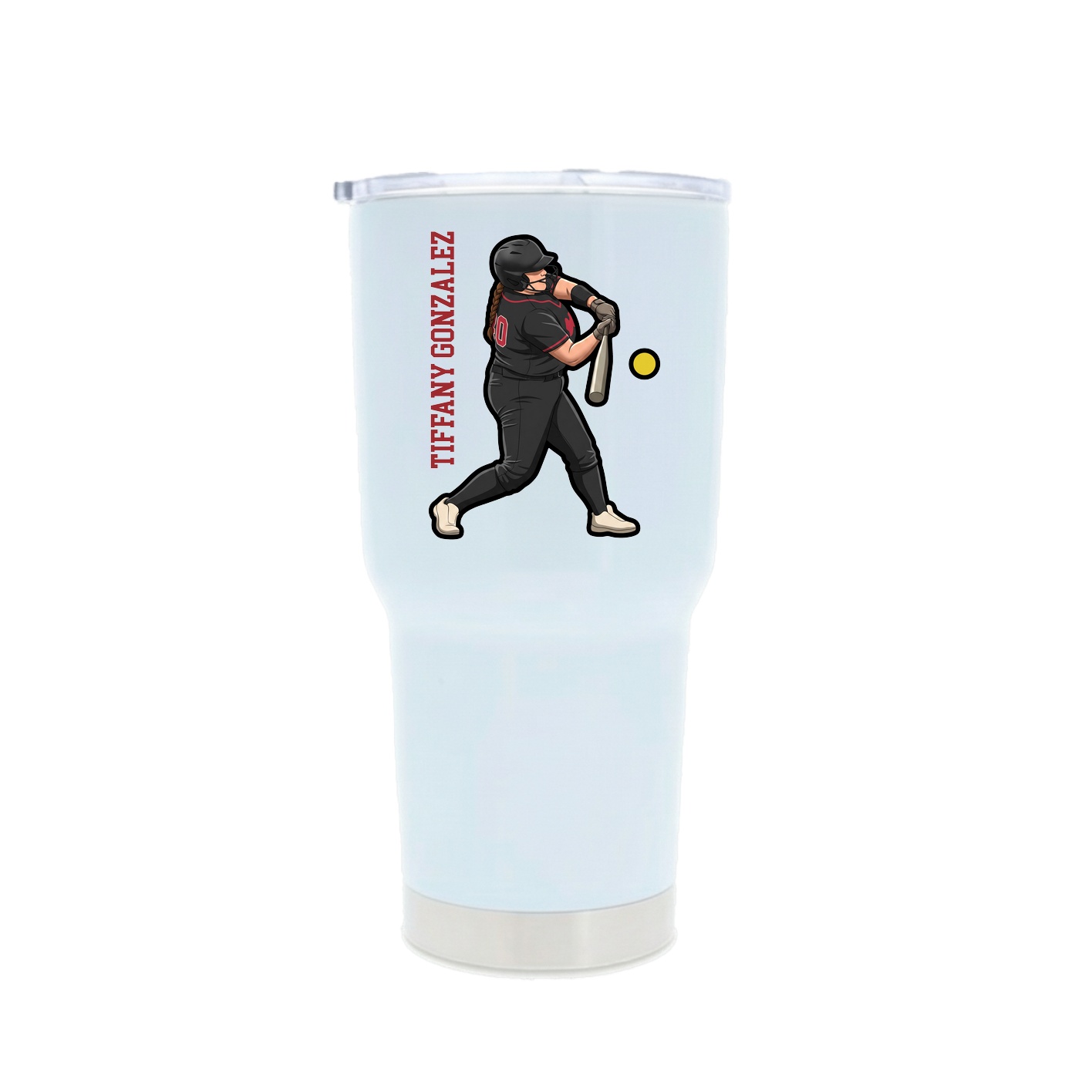 30oz Stainless Steel Tumbler — Name Vertical in White
