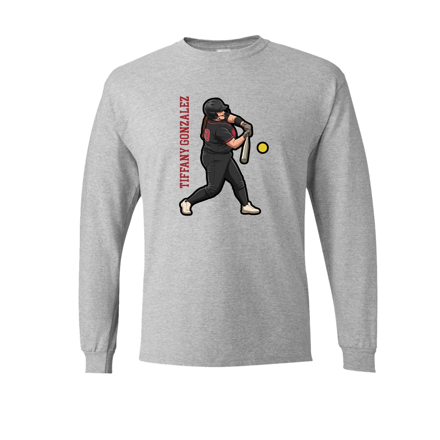 Long Sleeve Tee — Name Vertical in Grey