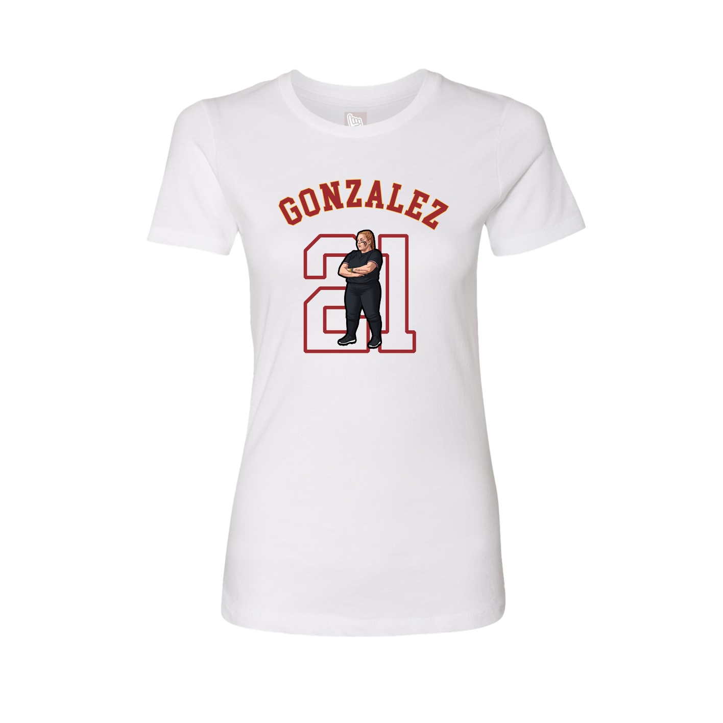 Fitted Women's Tee — Shirsey Arch in White