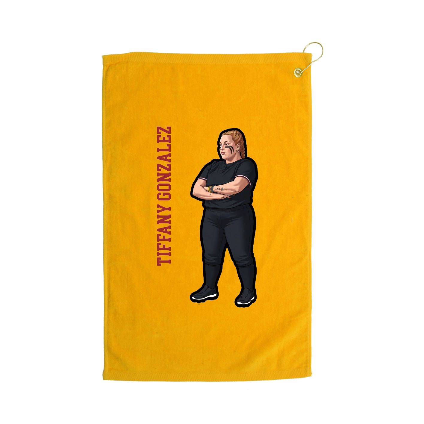 Golf Towel — Name Vertical in Gold