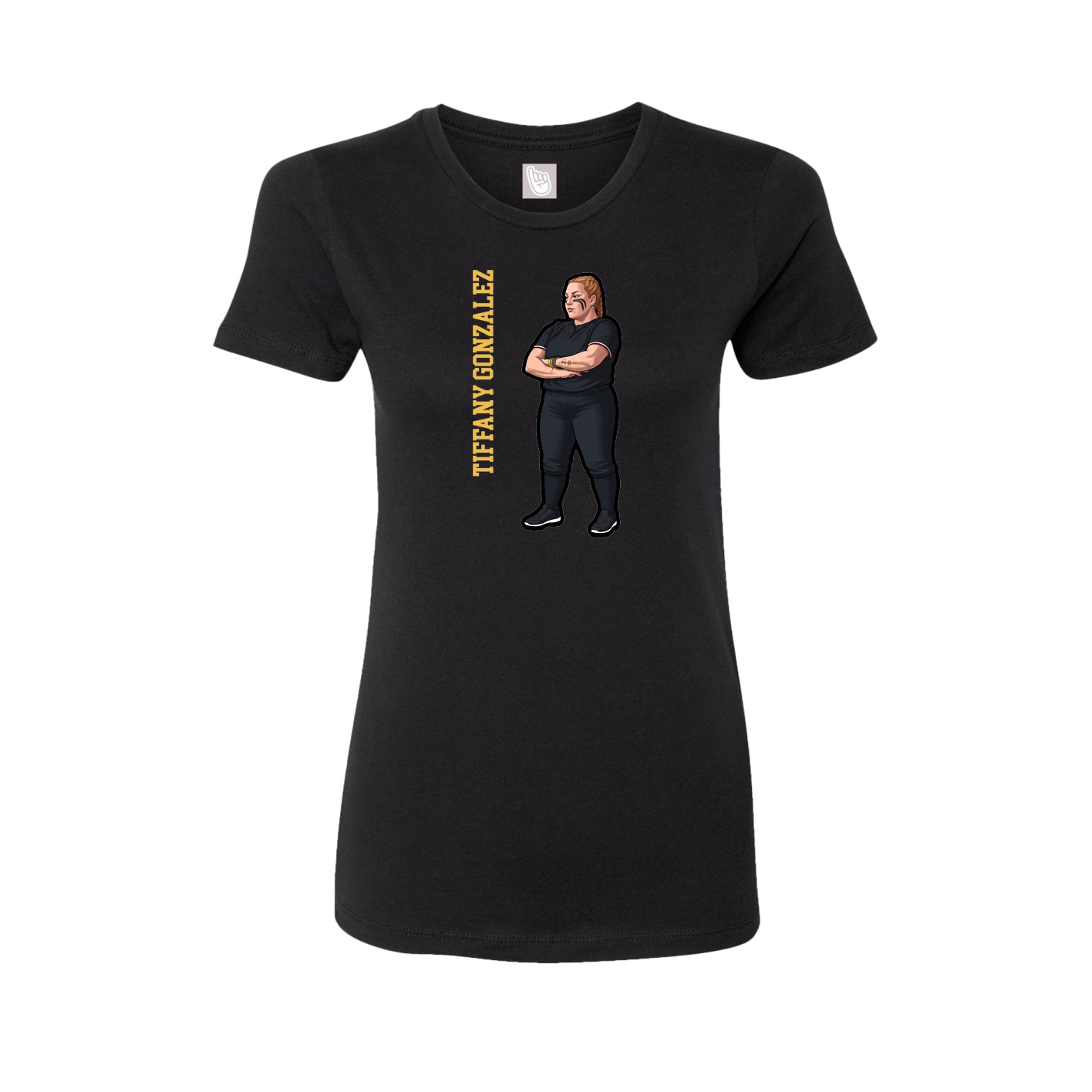 Fitted Women's Tee — Name Vertical in Black
