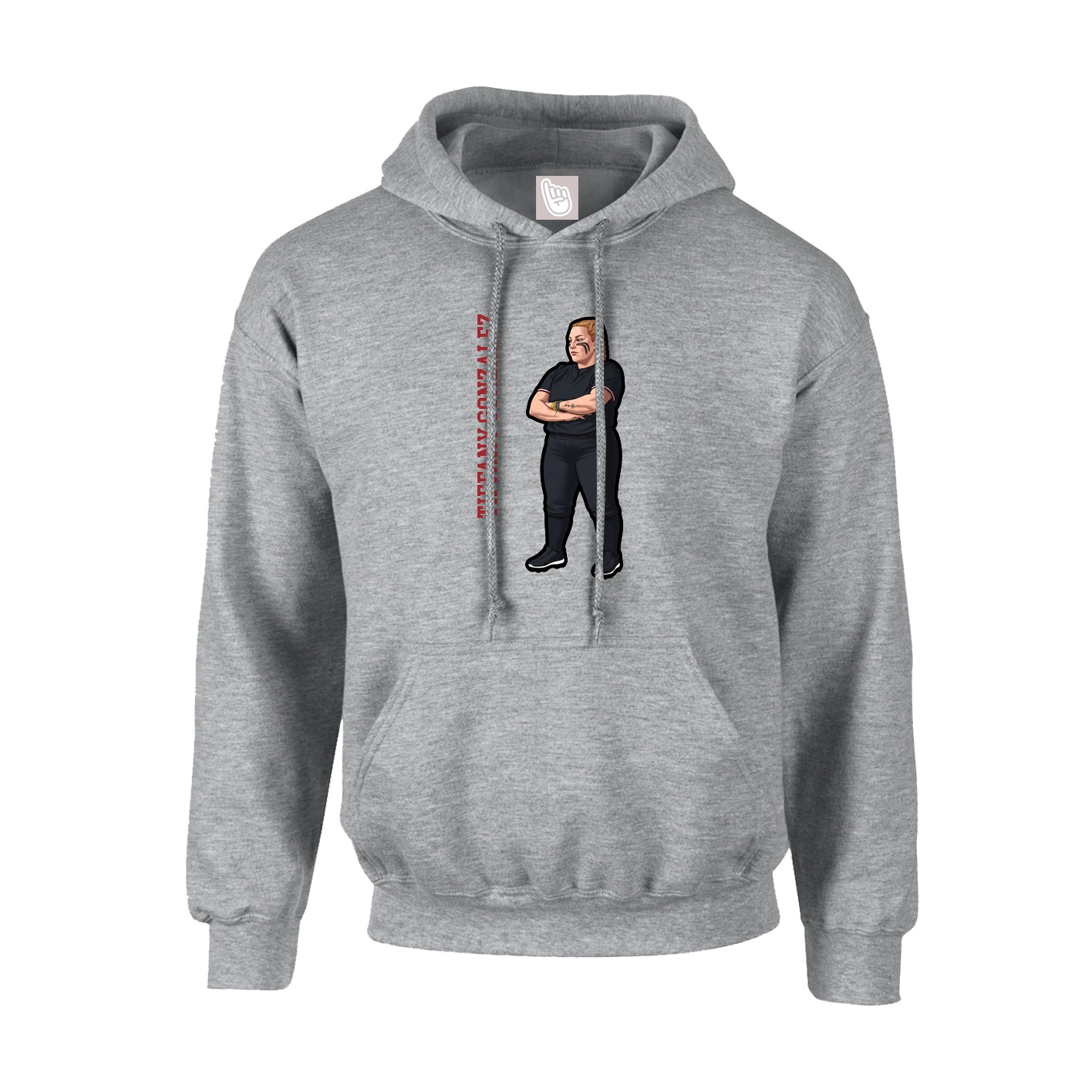 Youth Hoodie — Name Vertical in Grey