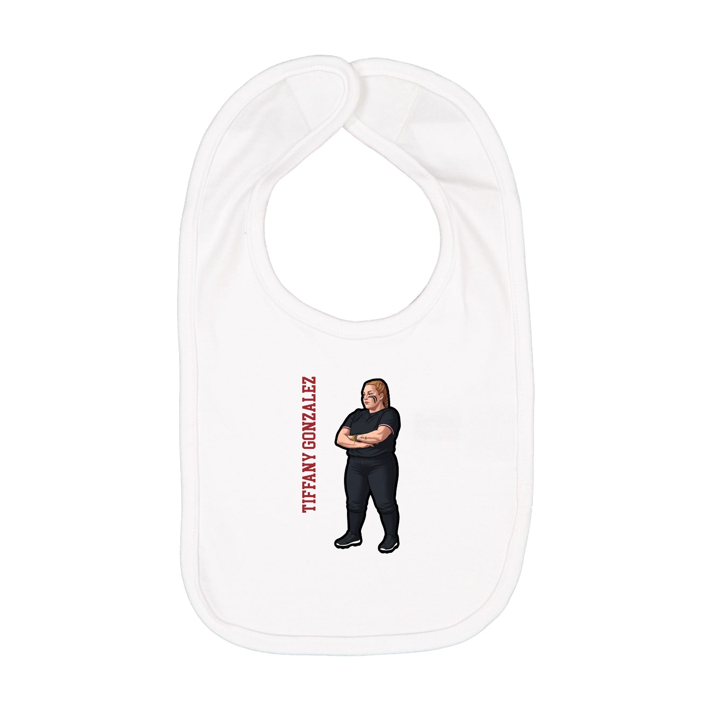 Infant Bib — Name Vertical in White