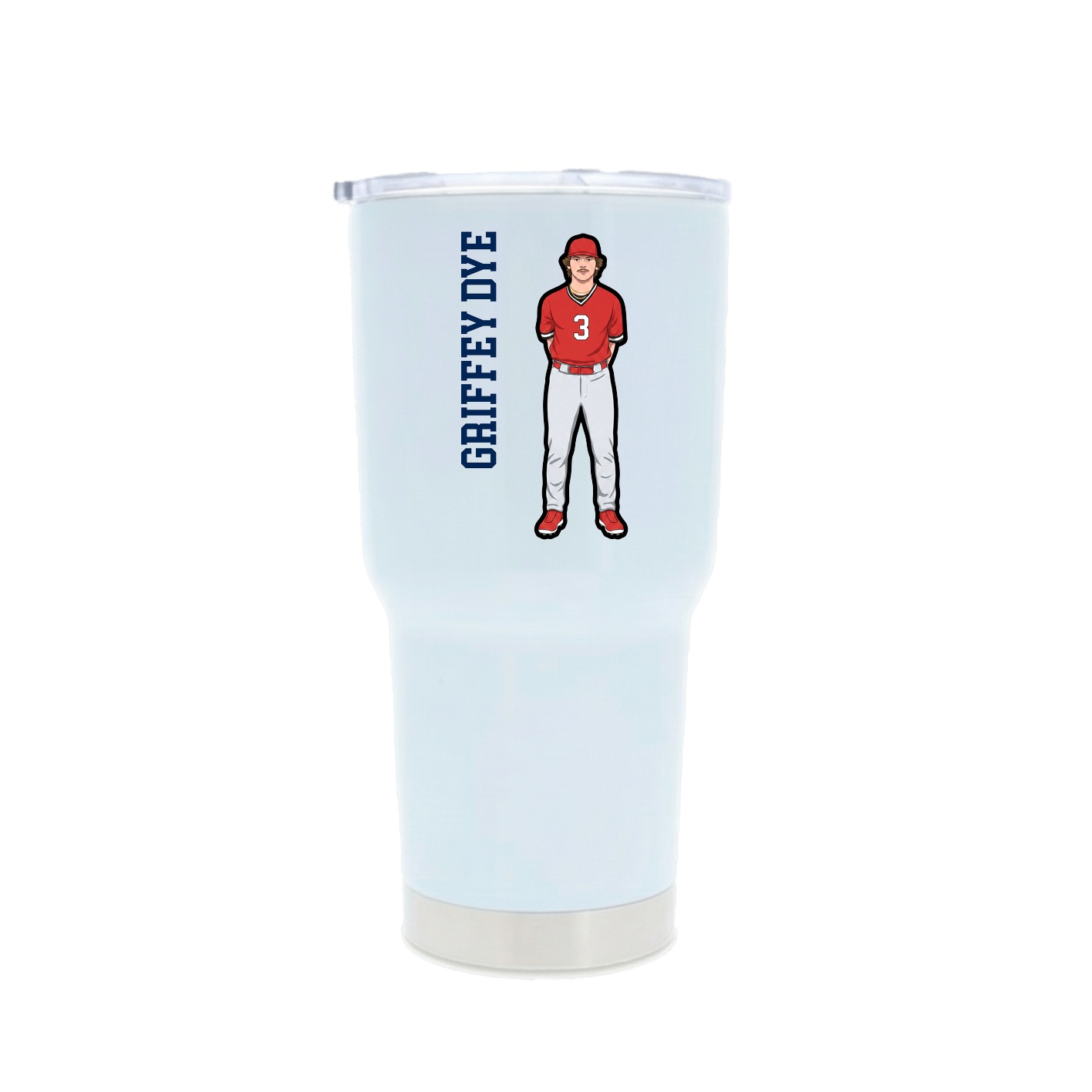 30oz Stainless Steel Tumbler — Name Vertical in White