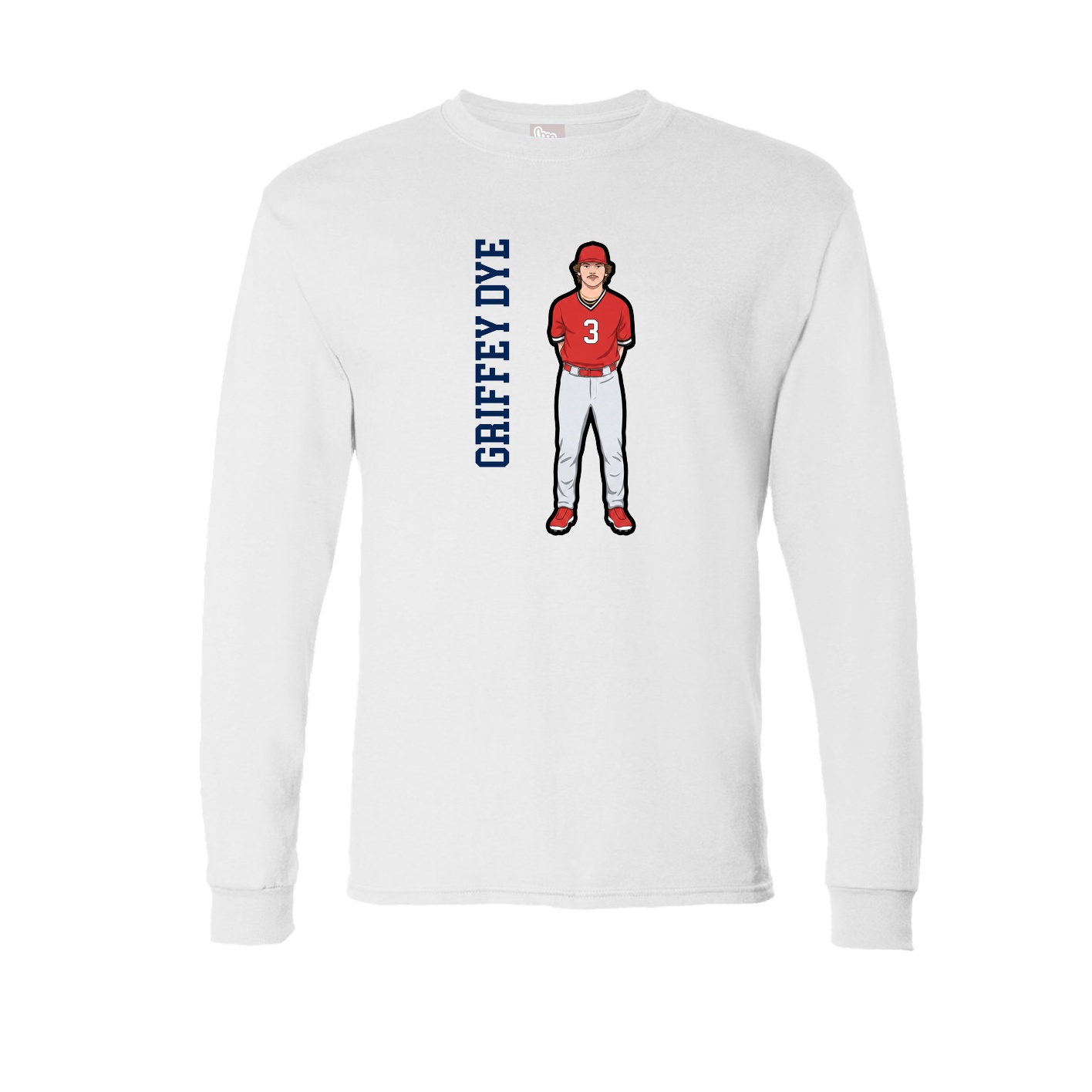 Long Sleeve Tee — Name Vertical in White