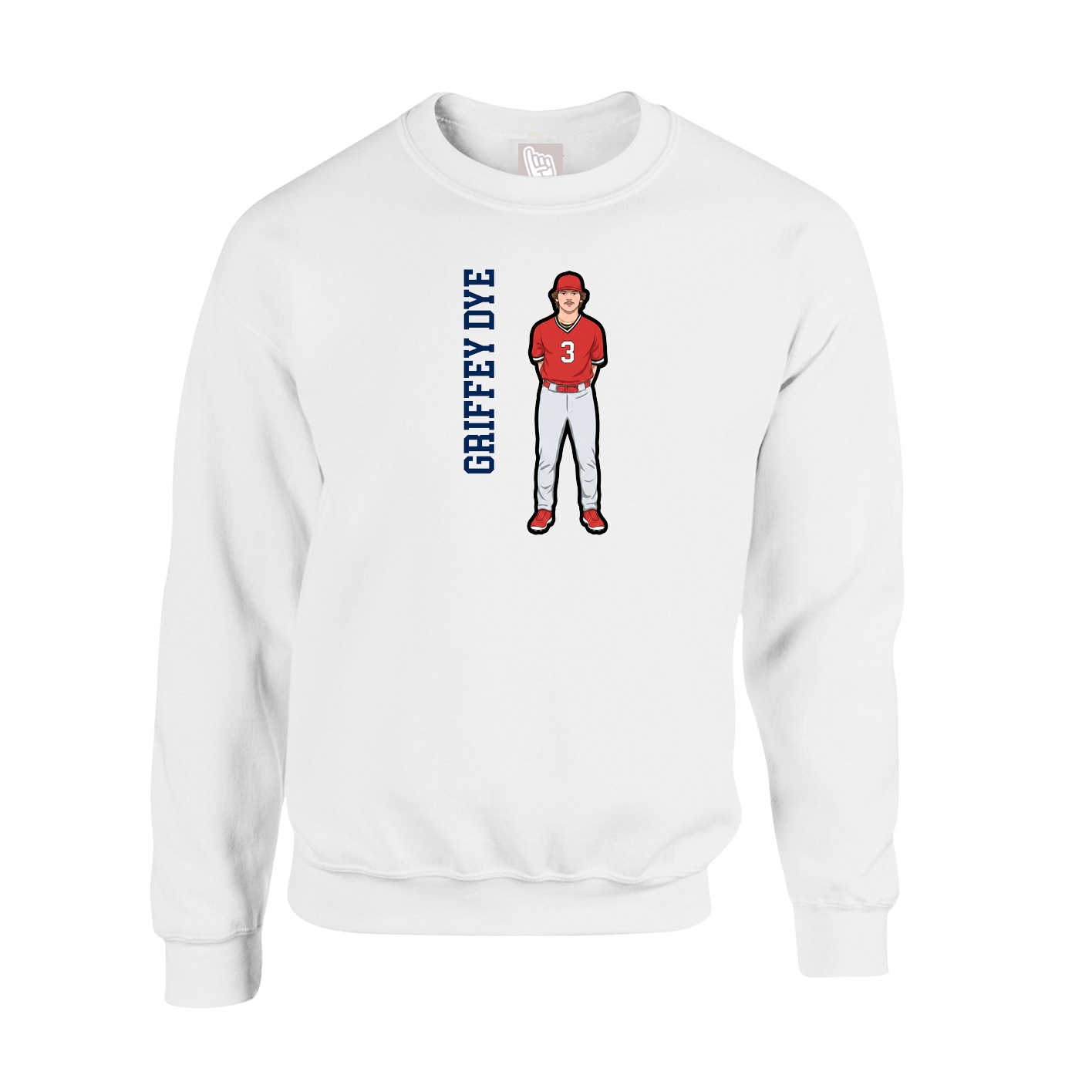 Fleece Crew — Name Vertical in White