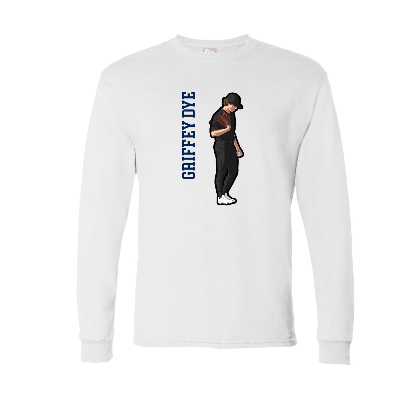 Long Sleeve Tee — Name Vertical in White