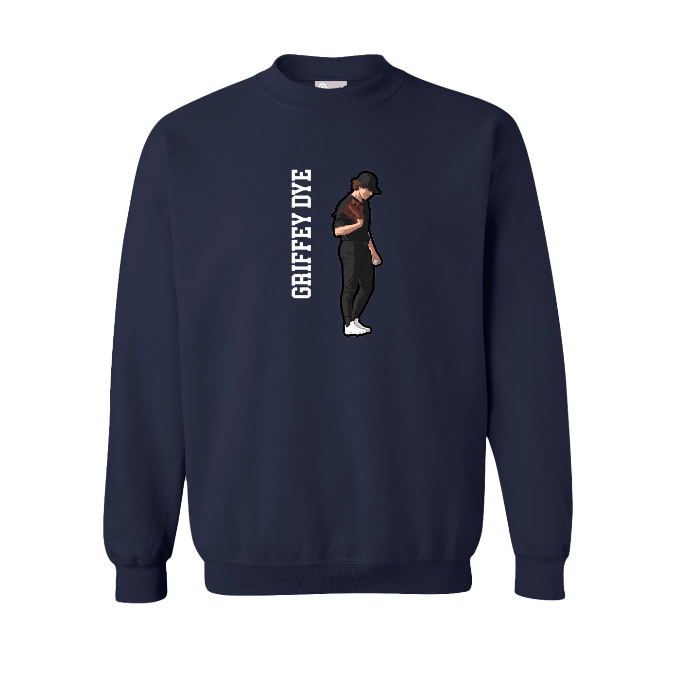Fleece Crew — Name Vertical in Navy