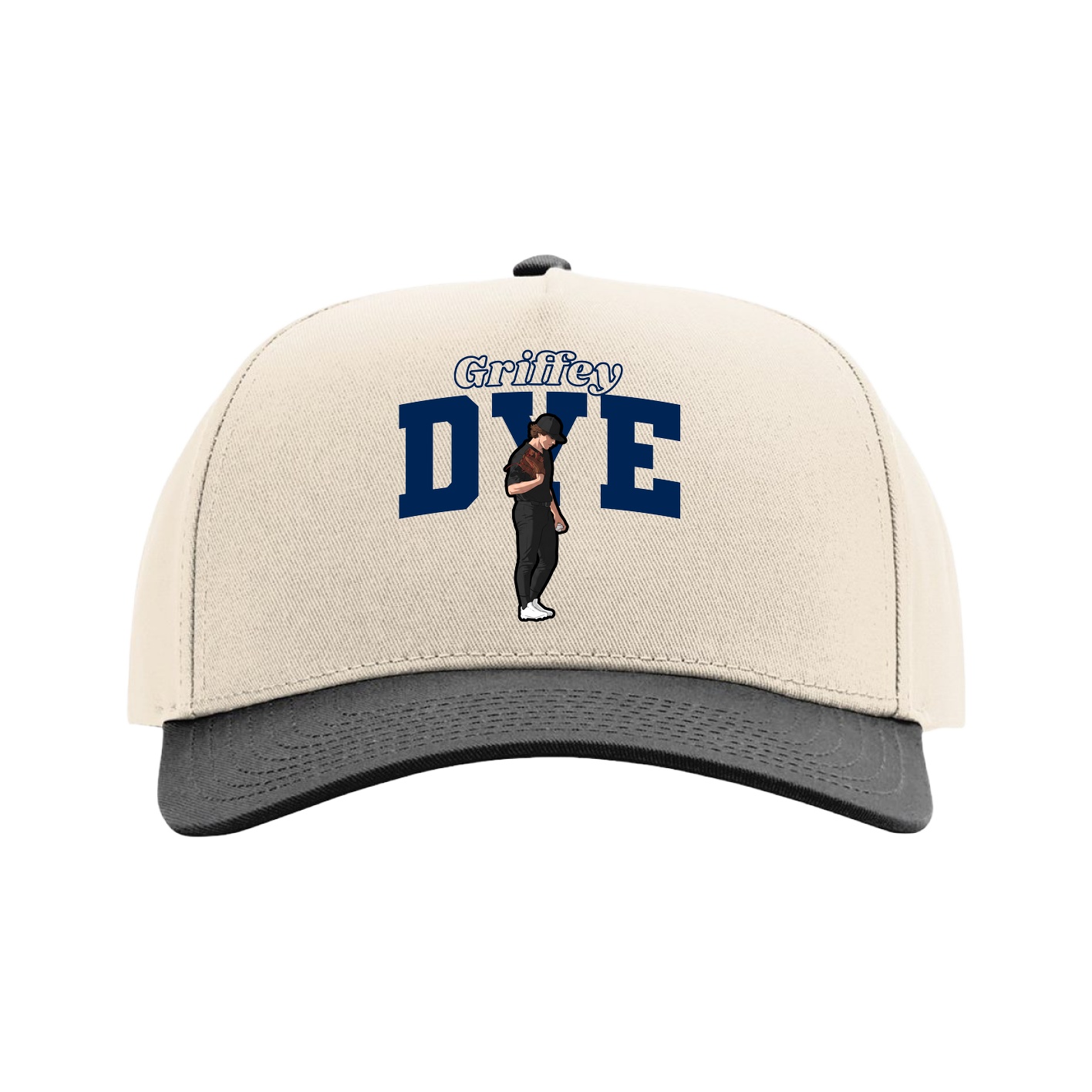 Full Fabric Five-Panel Champ Cap — Name Arch in Cream/Black