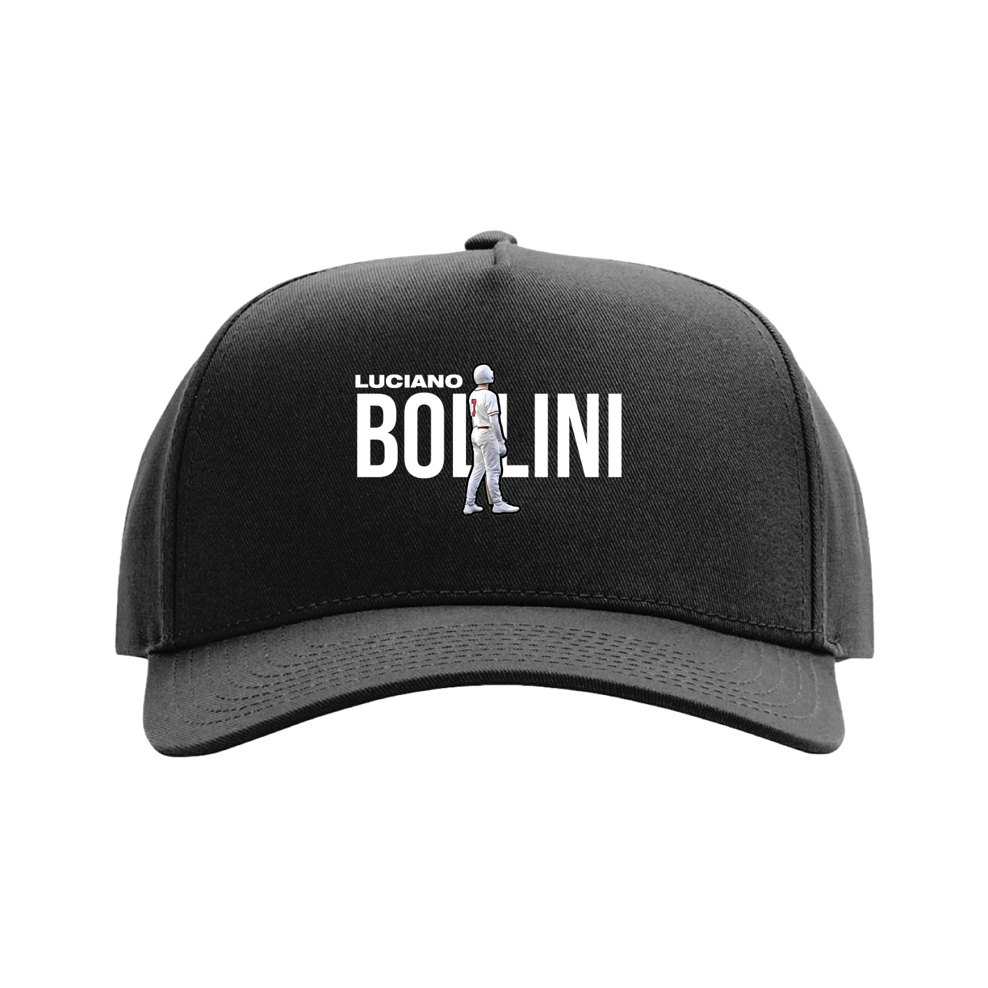 Full Fabric Five-Panel Champ Cap — Player Name in Black