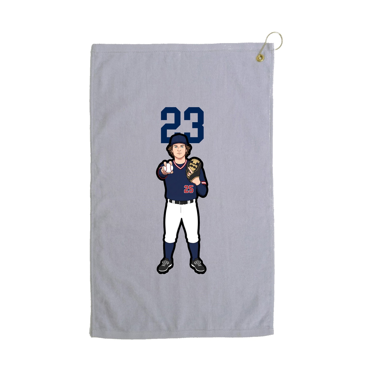 Golf Towel — Number Top in Grey