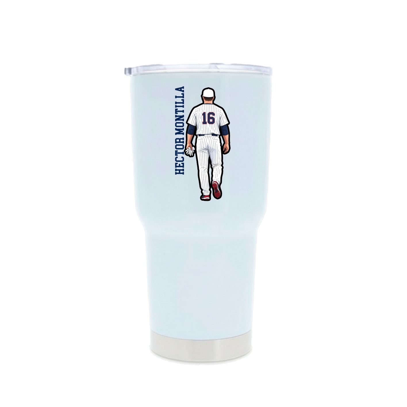 30oz Stainless Steel Tumbler — Name Vertical in White