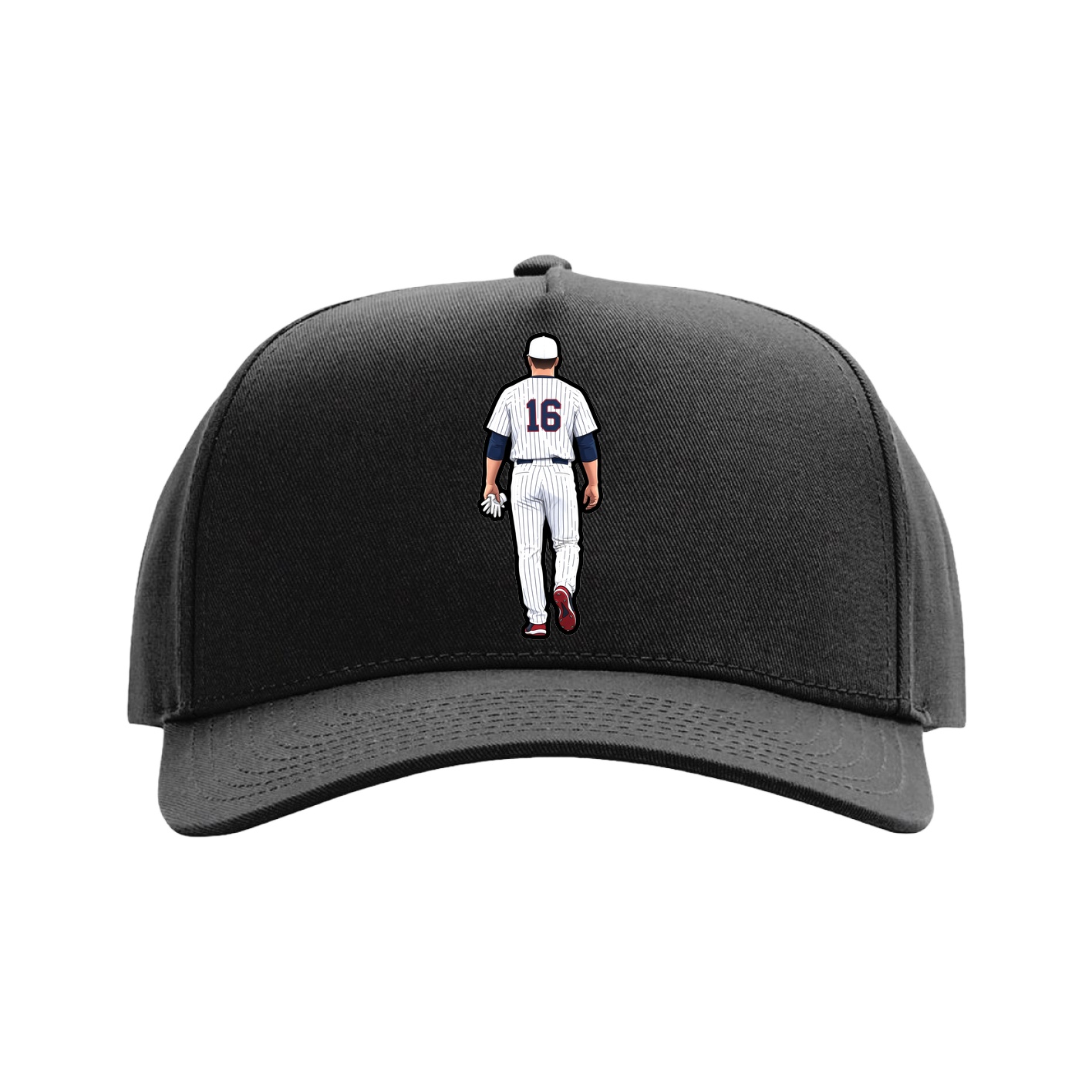 Full Fabric Five-Panel Champ Cap — Name Vertical in Black