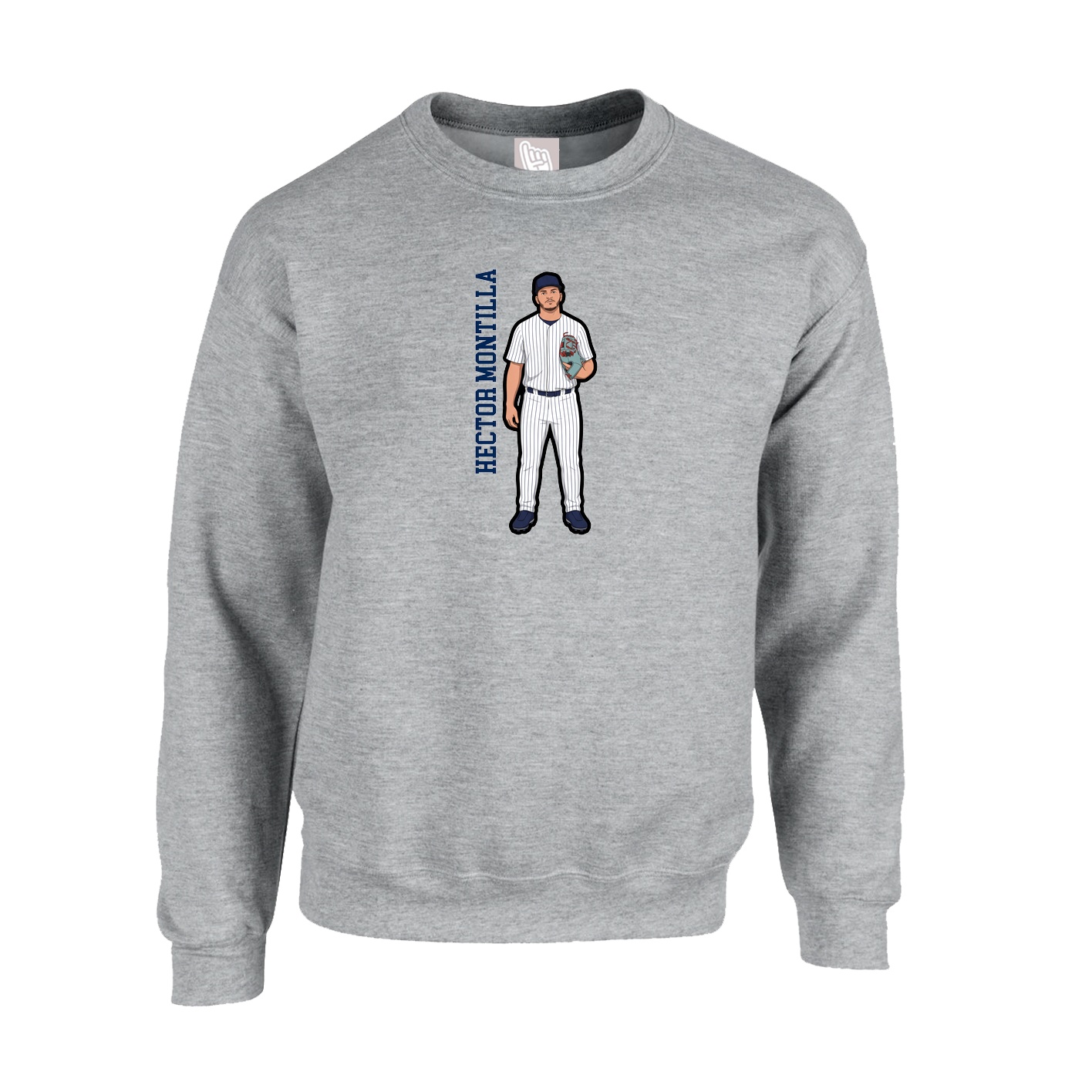 Fleece Crew — Name Vertical in Grey