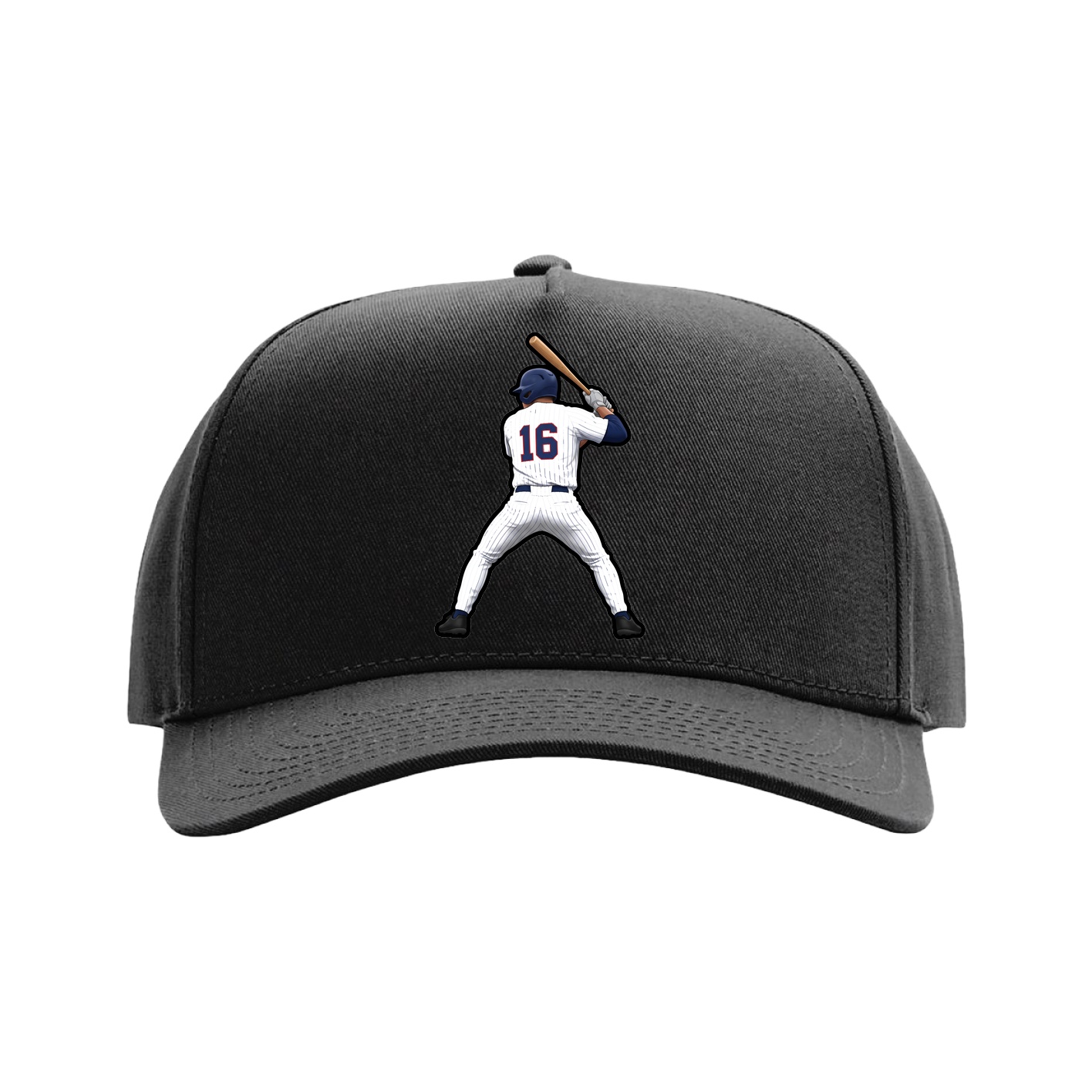 Full Fabric Five-Panel Champ Cap — Name Vertical in Black