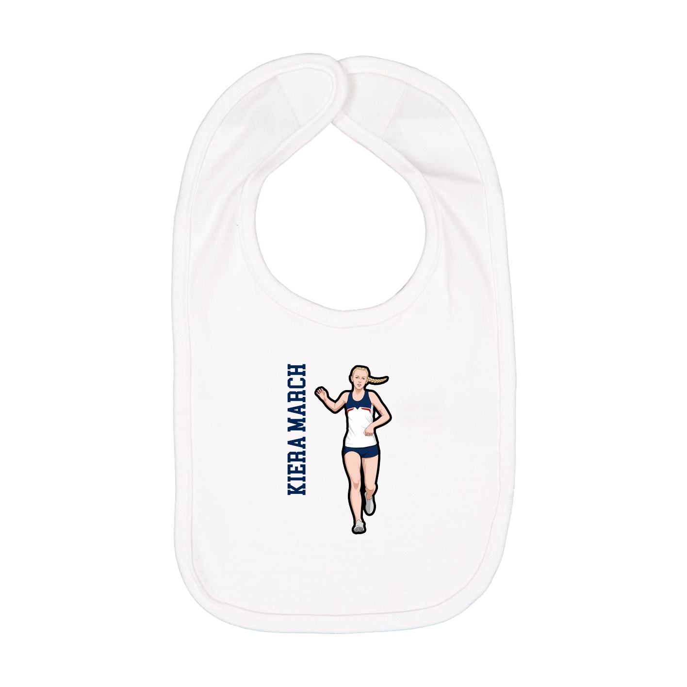 Infant Bib — Name Vertical in White