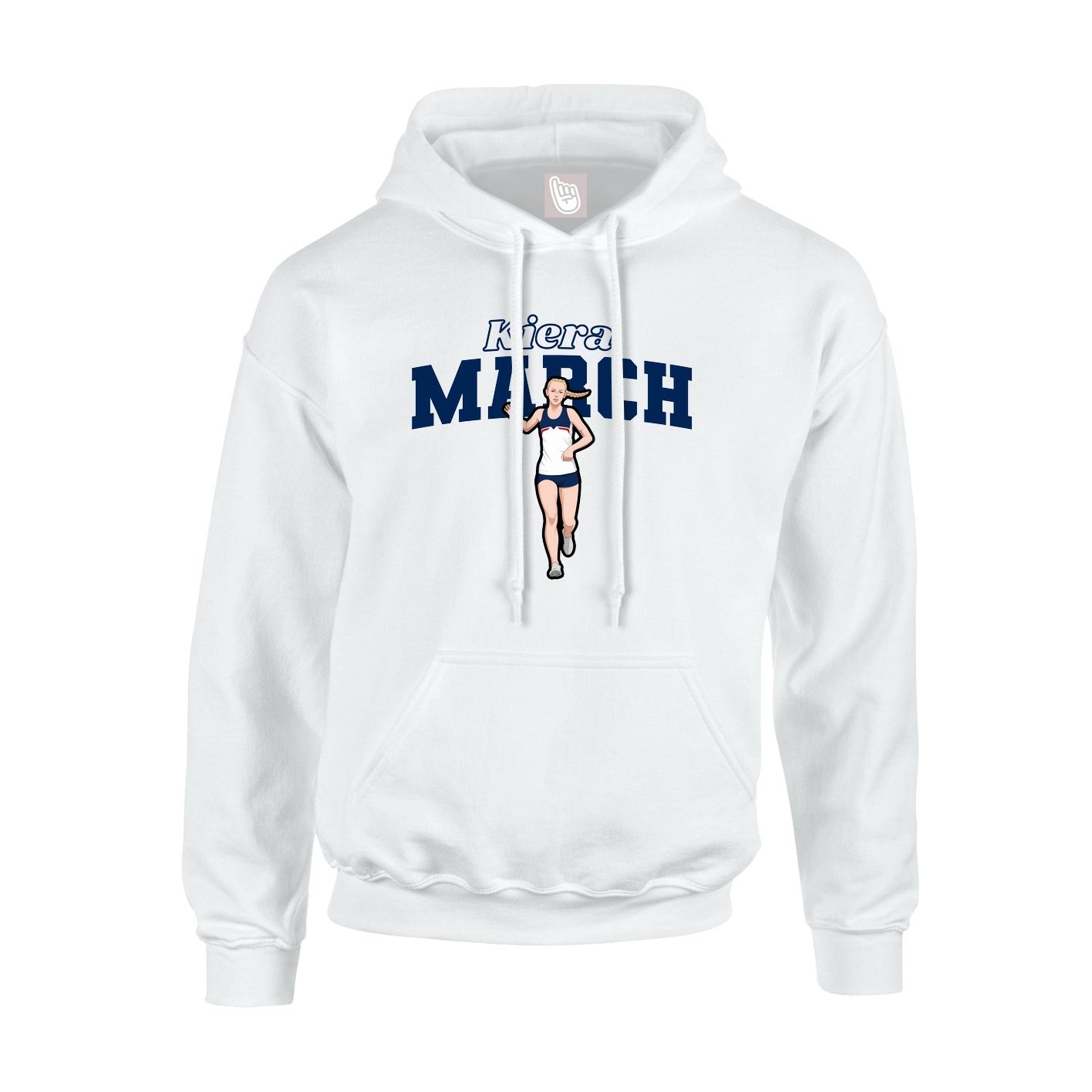 Youth Hoodie — Name Arch in White