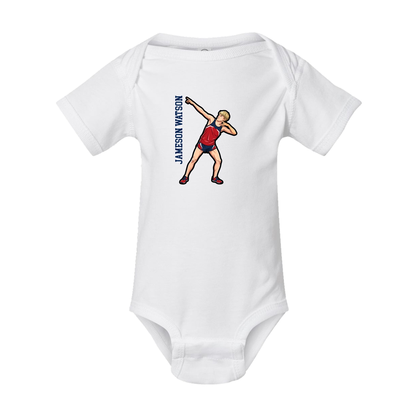 Baby Onesie — Name Vertical in White