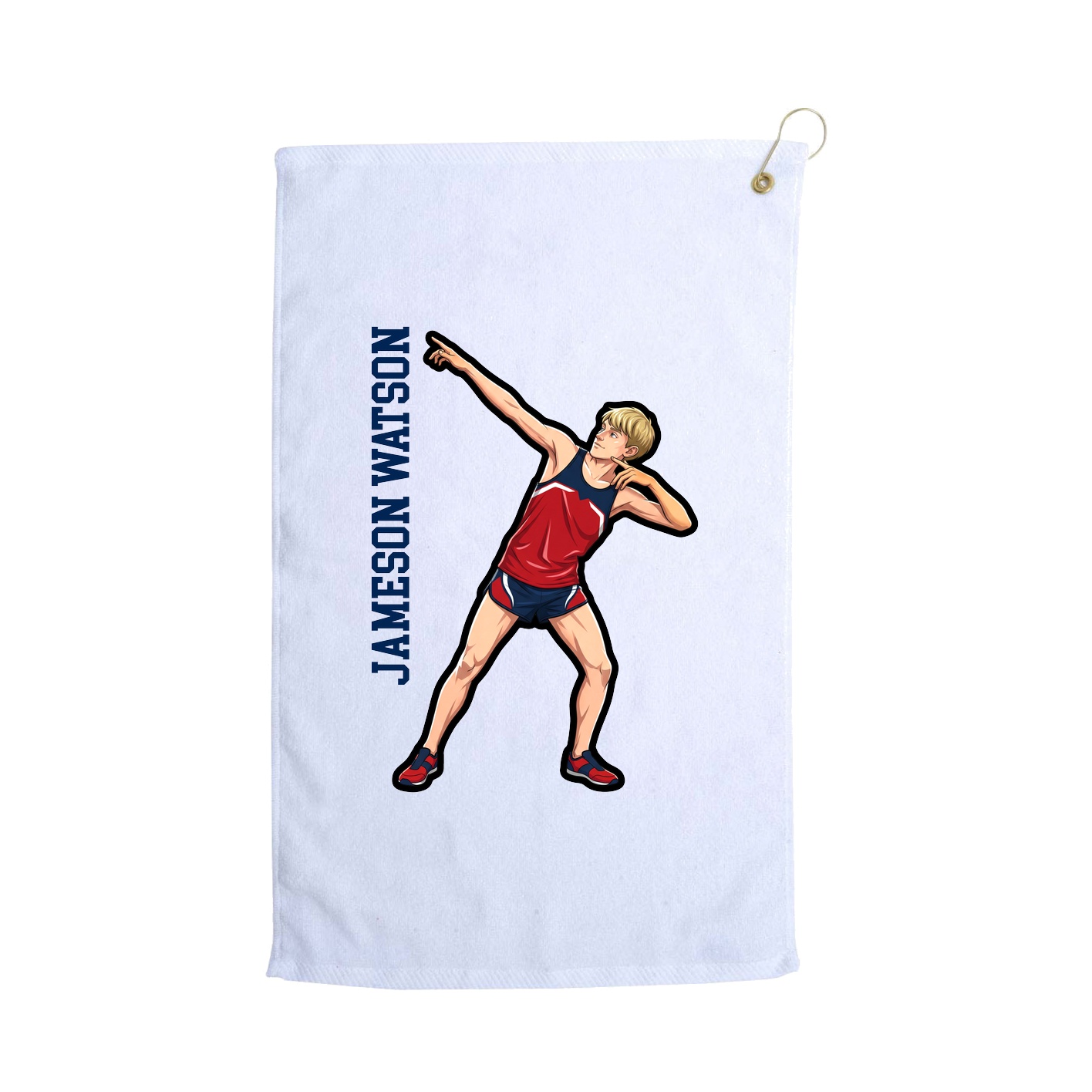 Golf Towel — Name Vertical in White