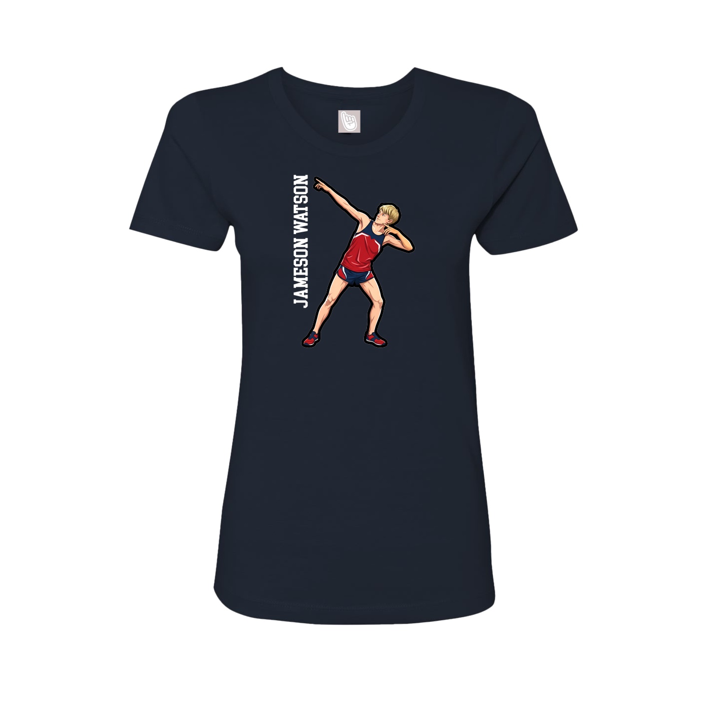 Fitted Women's Tee — Name Vertical in Navy