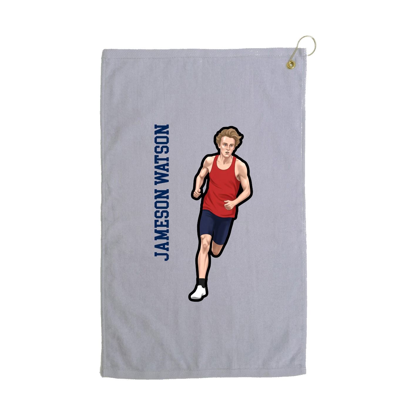 Golf Towel — Name Vertical in Grey