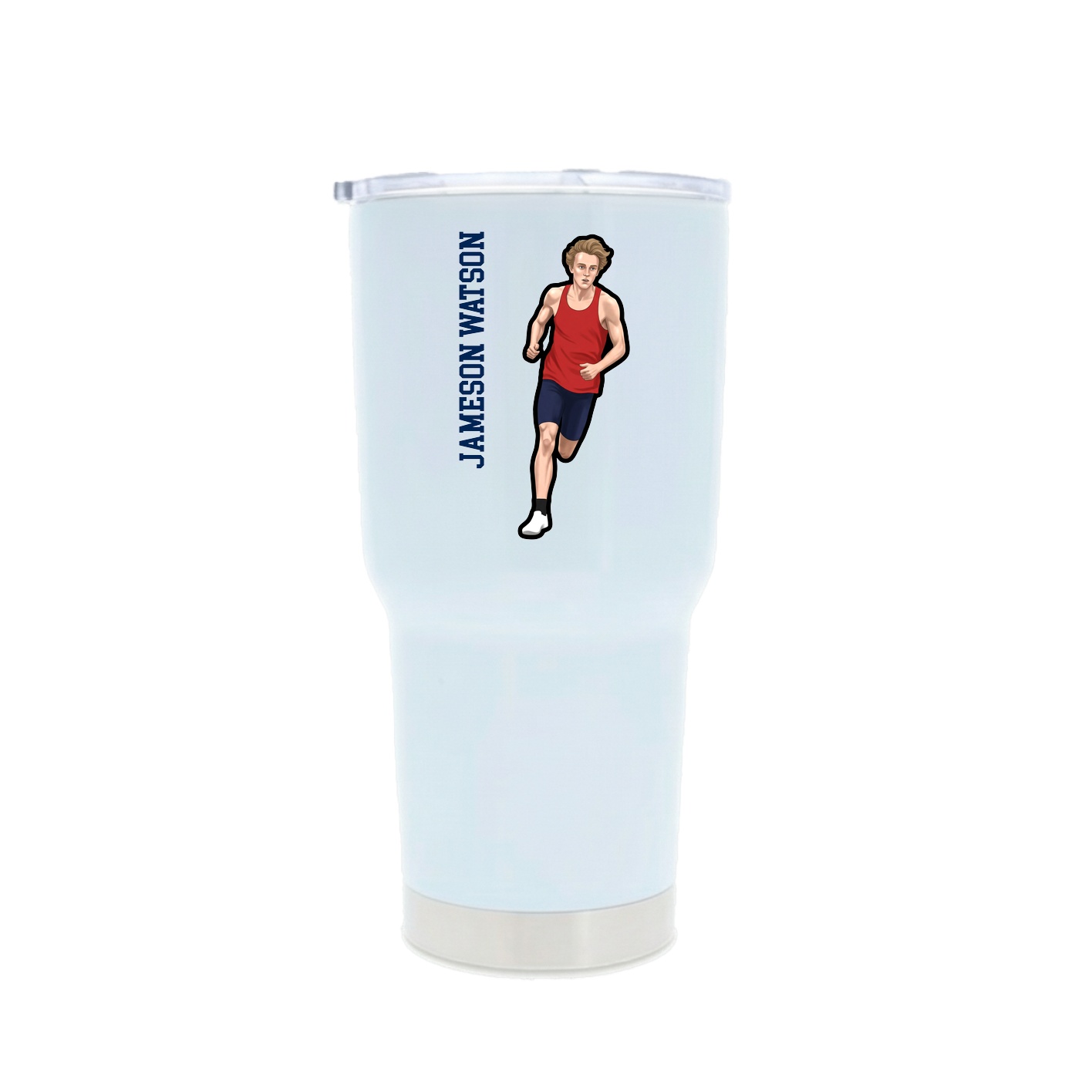 30oz Stainless Steel Tumbler — Name Vertical in White