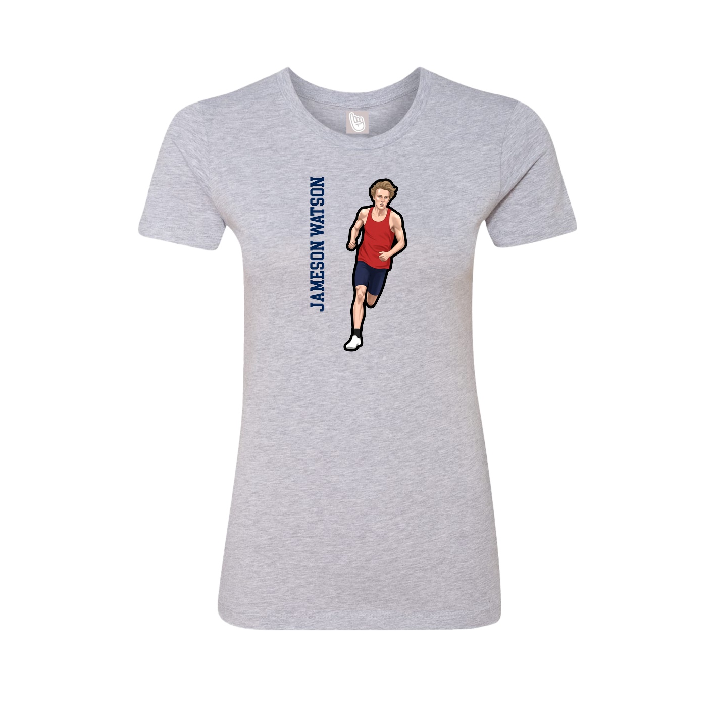 Fitted Women's Tee — Name Vertical in Grey