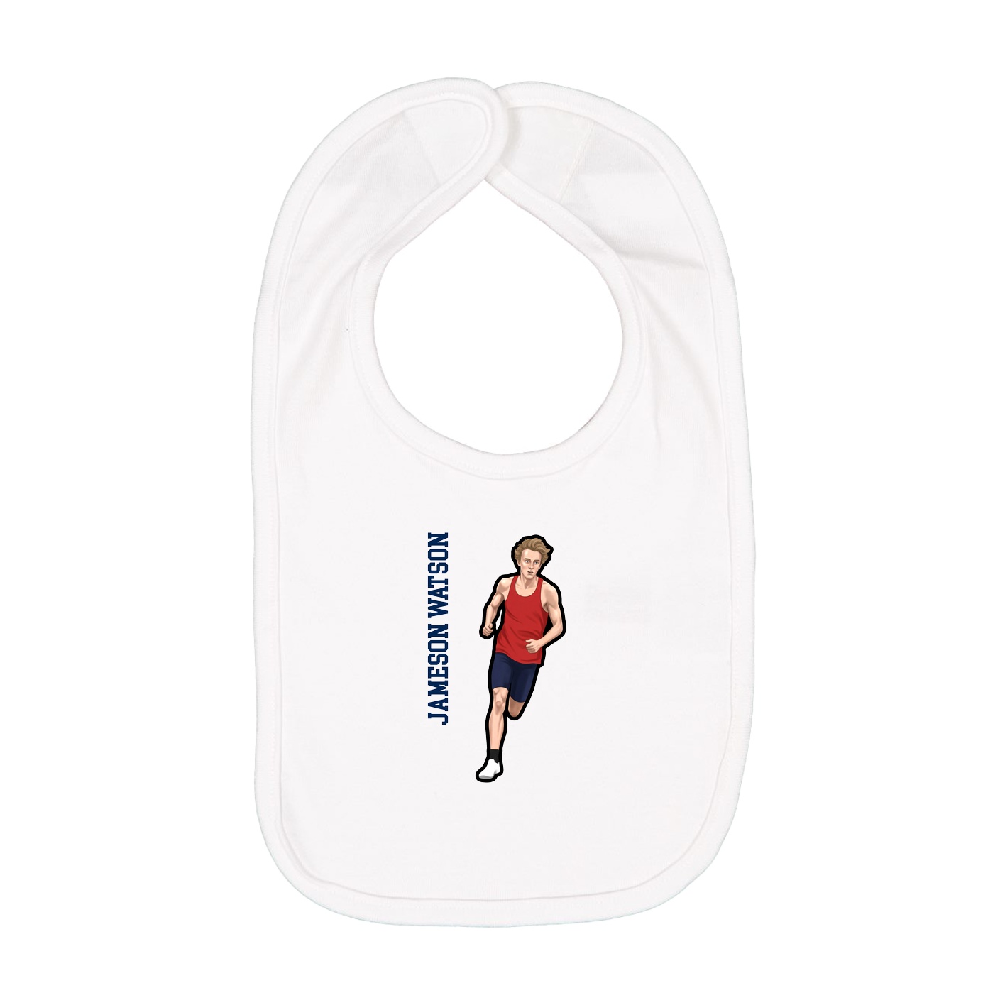 Infant Bib — Name Vertical in White